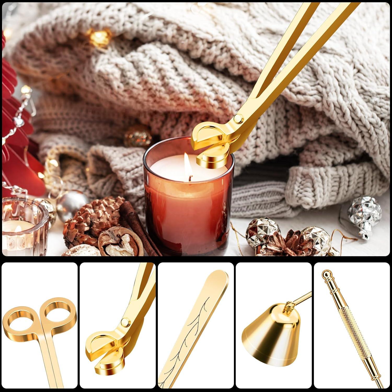 3-in-1 Candle Accessory Set Stainless Steel Candle Wick Trimmer Wick Dipper Candle Snuffer Candle Care Kit to Gift a Candle Lover