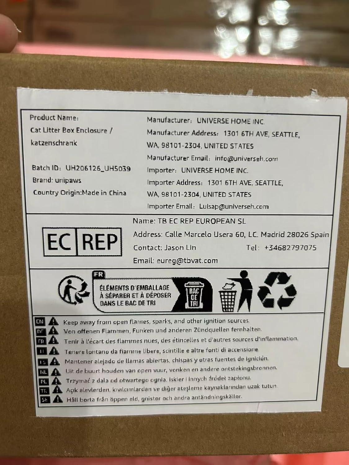 unipaws Designer Cat Litter Box Enclosure - White