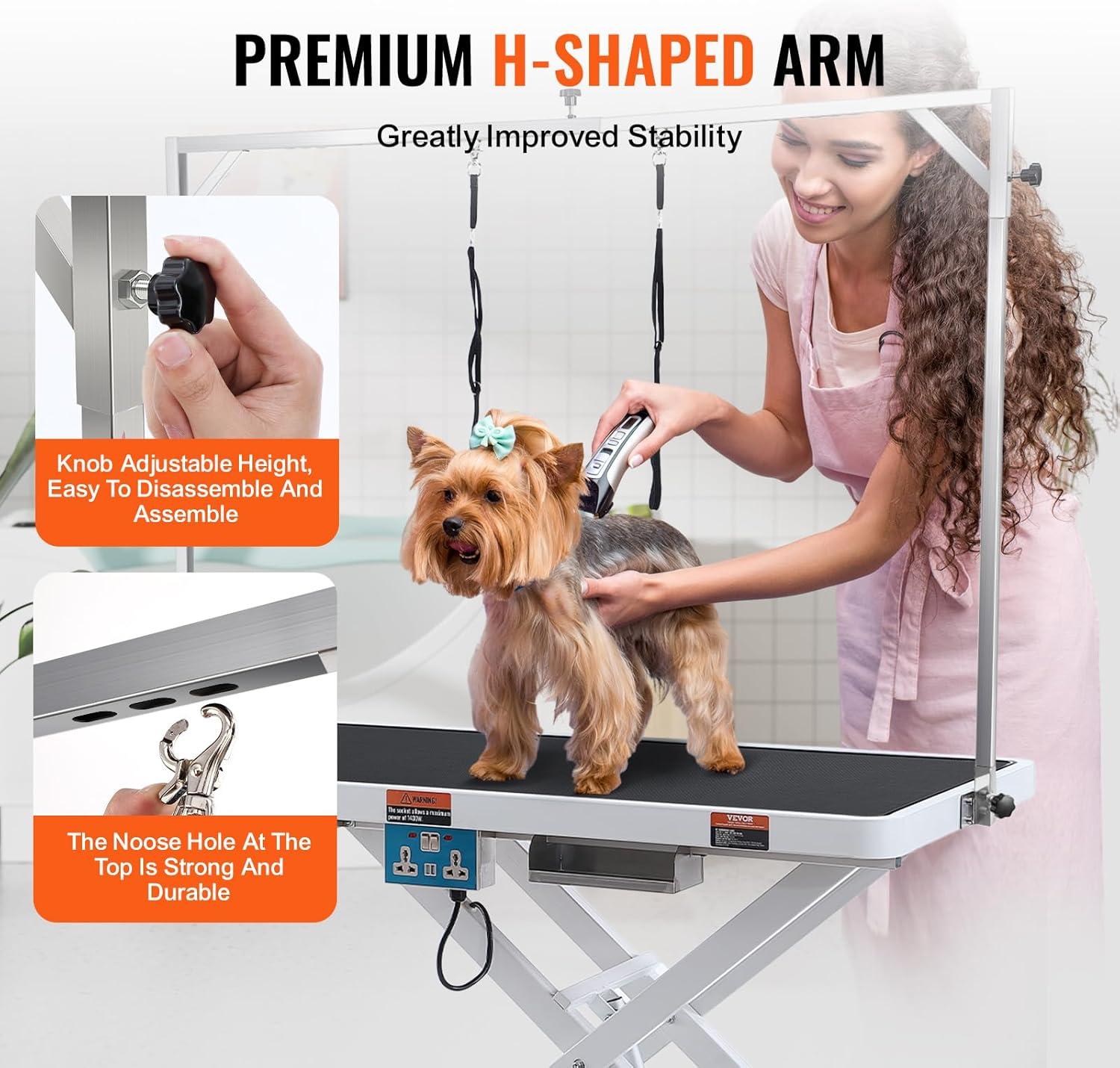 VEVOR 50" Electric Pet Grooming Table with Heavy-Duty Arm, Height-Adjustable Dog Grooming Station