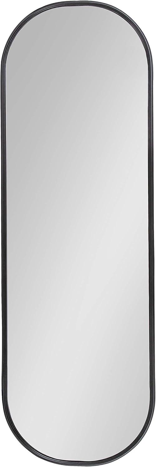Kate and Laurel Caskill Modern Oval Mirror, 16" x 48", Black, Capsule-Shaped Accent Mirror for Entryway, Living Room, or Bathroom