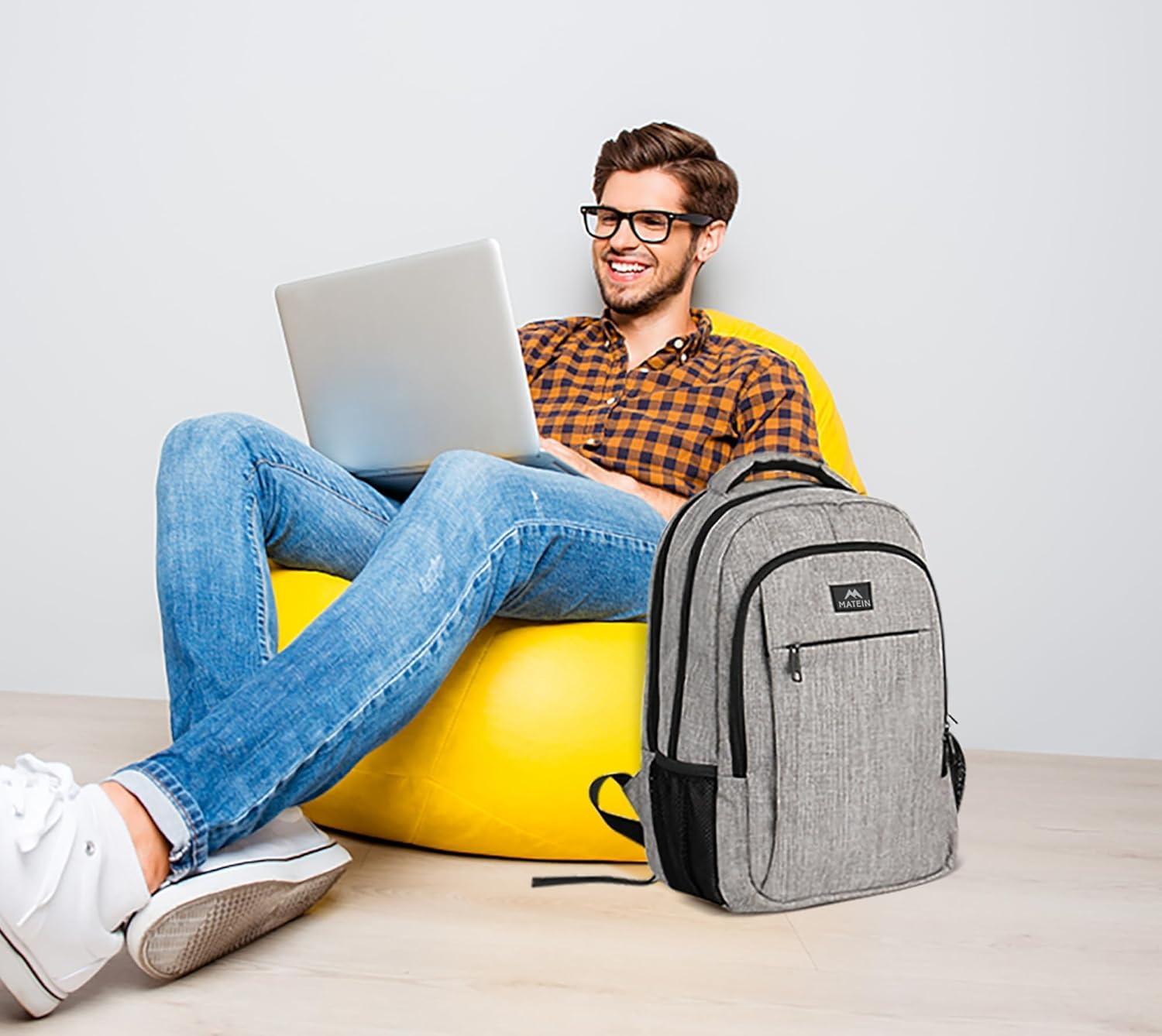 Gray Anti-Theft Water Resistant Laptop Backpack with USB Port