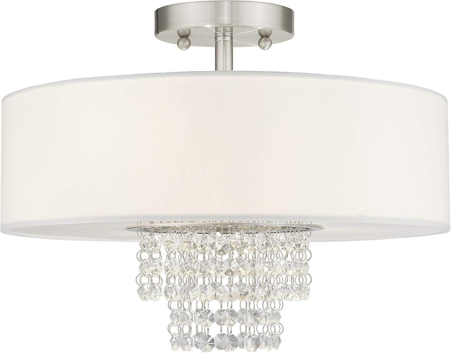 Carlisle Brushed Nickel 3-Light Semi-Flush Mount with Crystal Accents