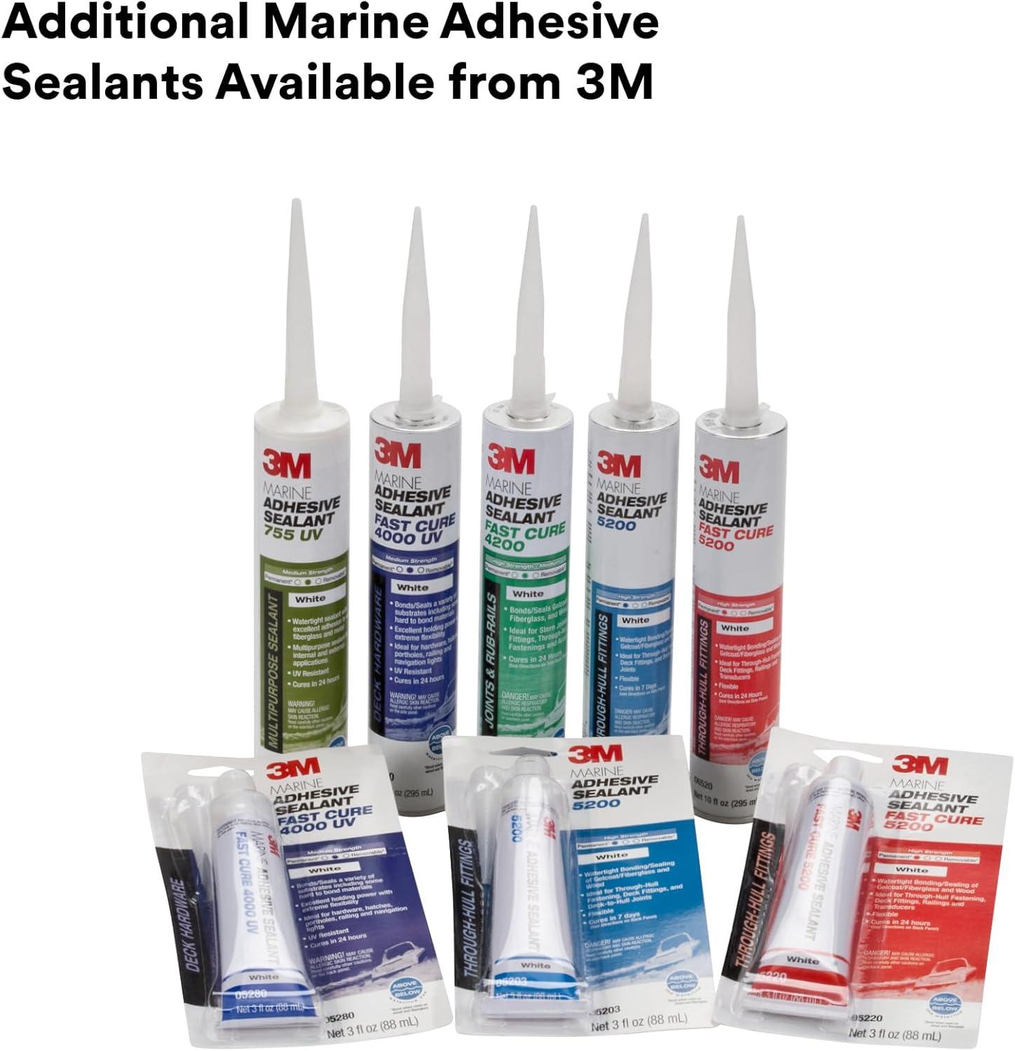3M Marine Adhesive Sealant 5200,, White, 295 mL, 1 Cartridge, Watertight Bonging/Sealing of Gelcoat