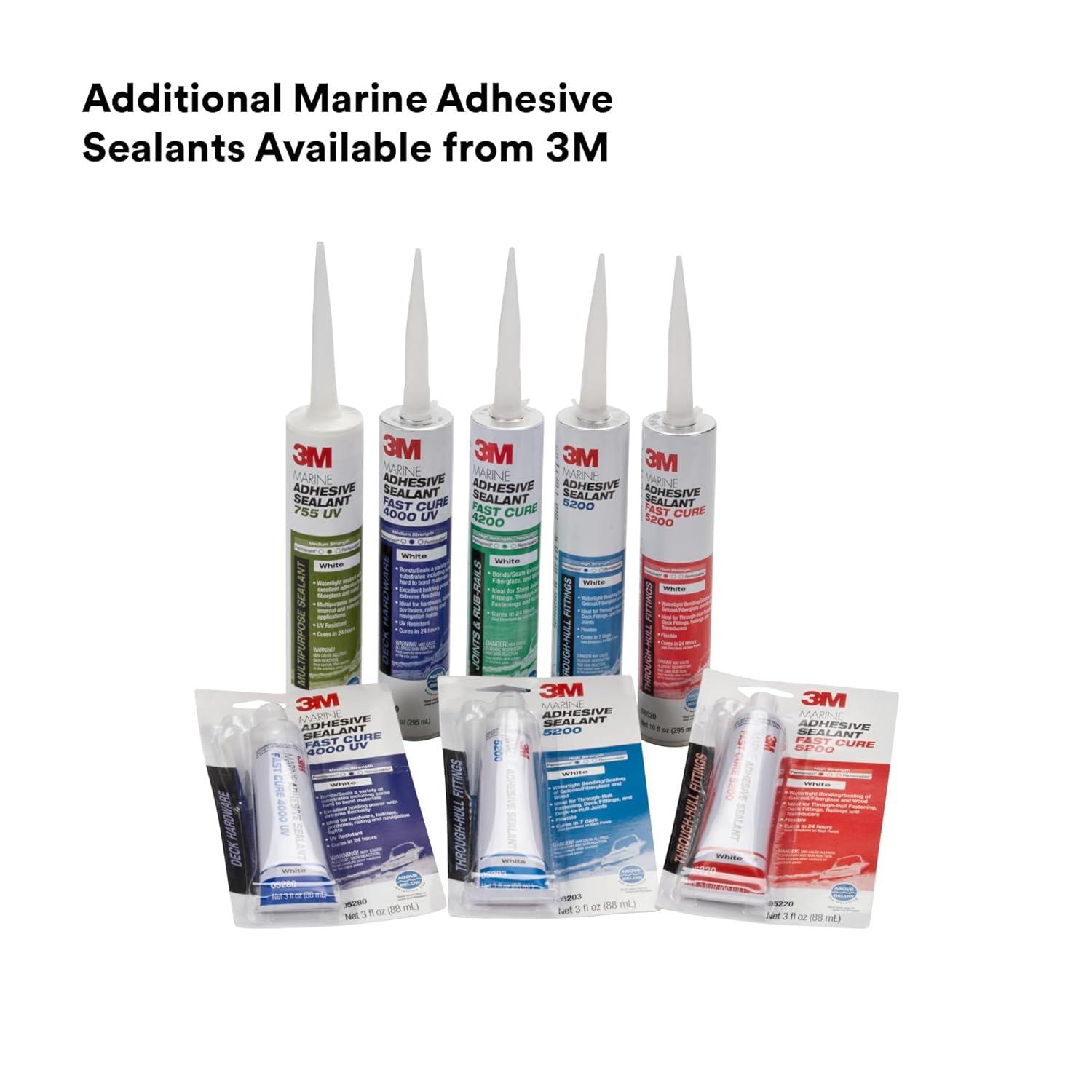 3M Marine Adhesive Sealant 5200,, White, 295 mL, 1 Cartridge, Watertight Bonging/Sealing of Gelcoat