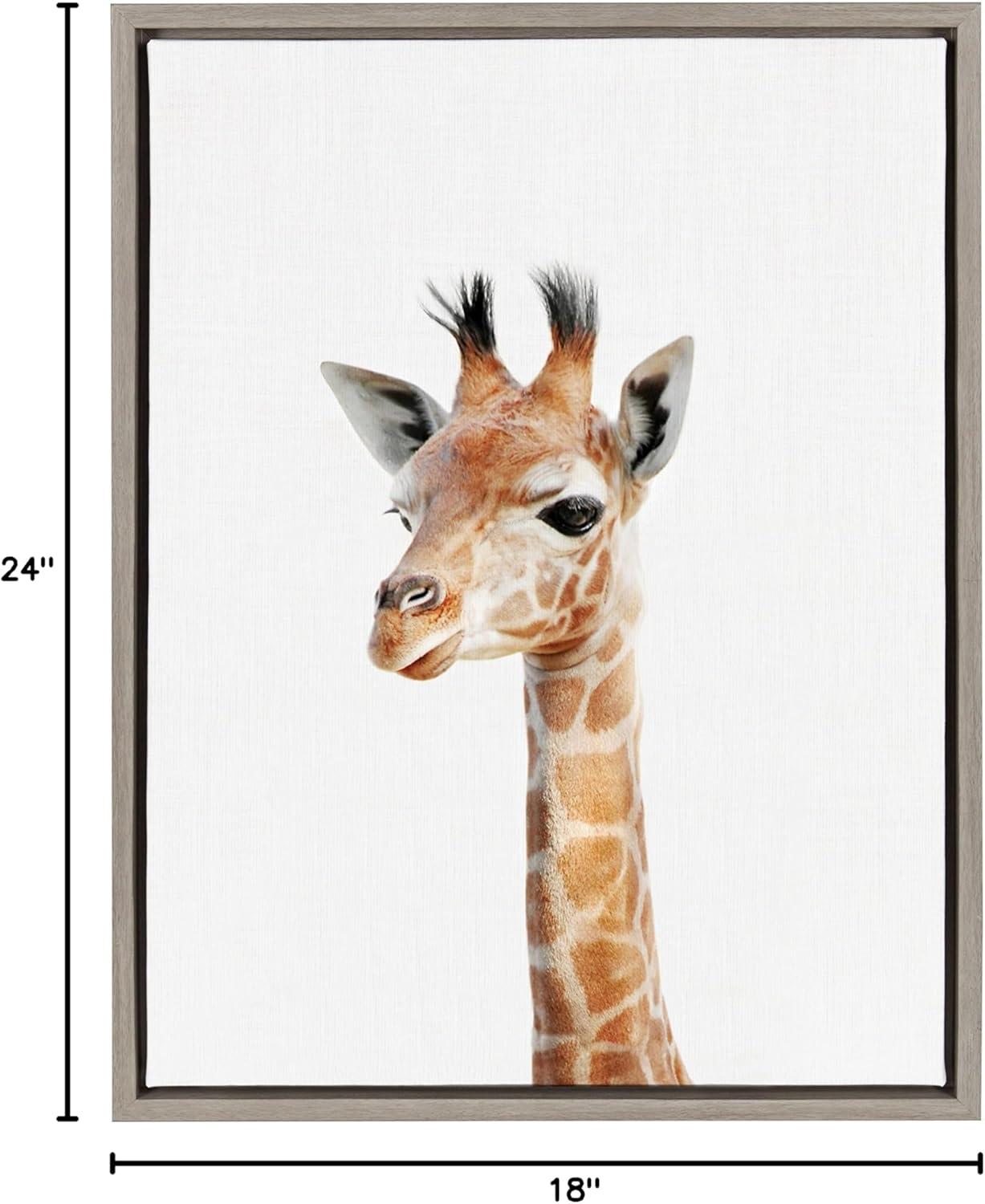 18" x 24" Sylvie Baby Giraffe Framed Canvas by Amy Peterson - Kate and Laurel