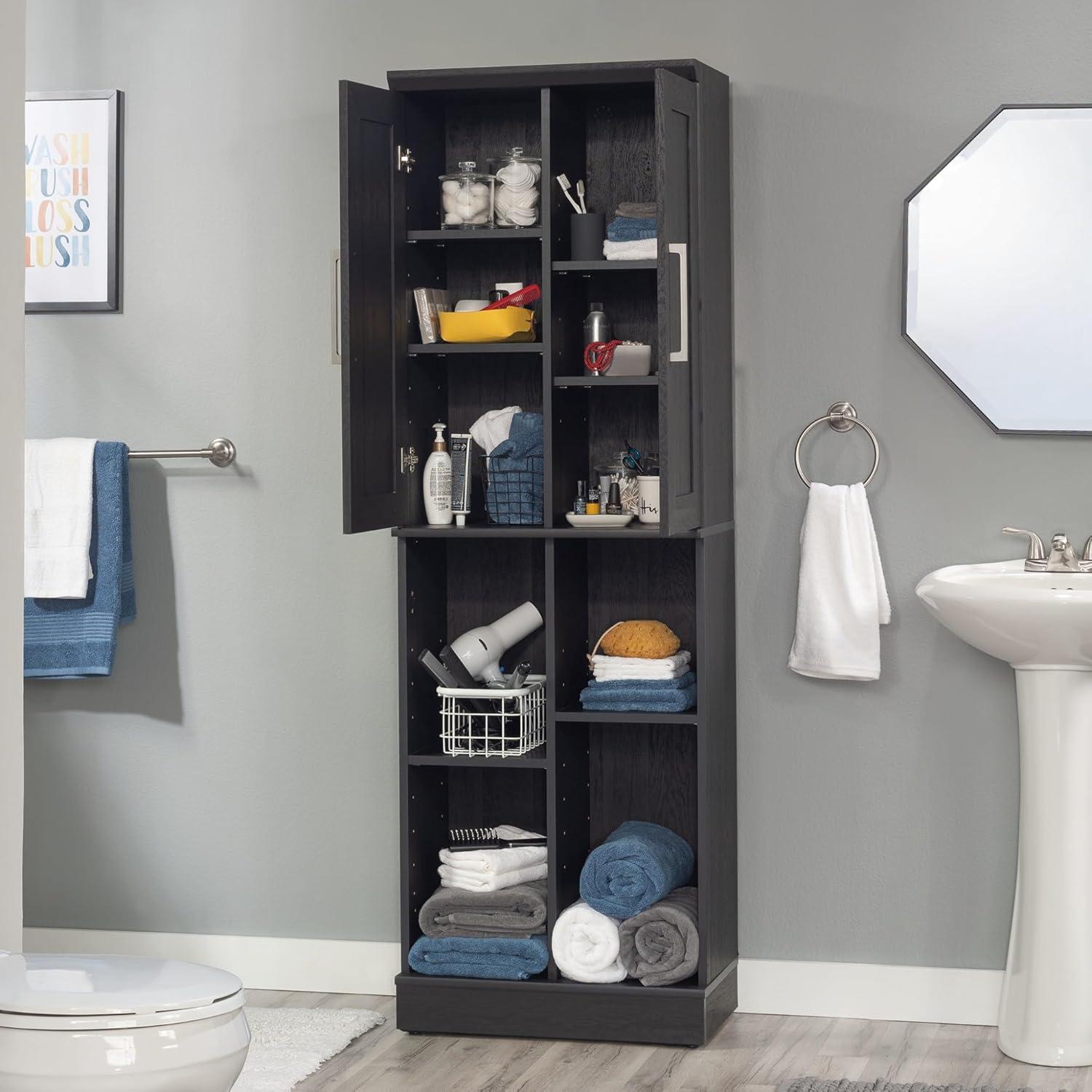 Sauder Homeplus Engineered Wood Storage Cabinet in Raven Oak Finish