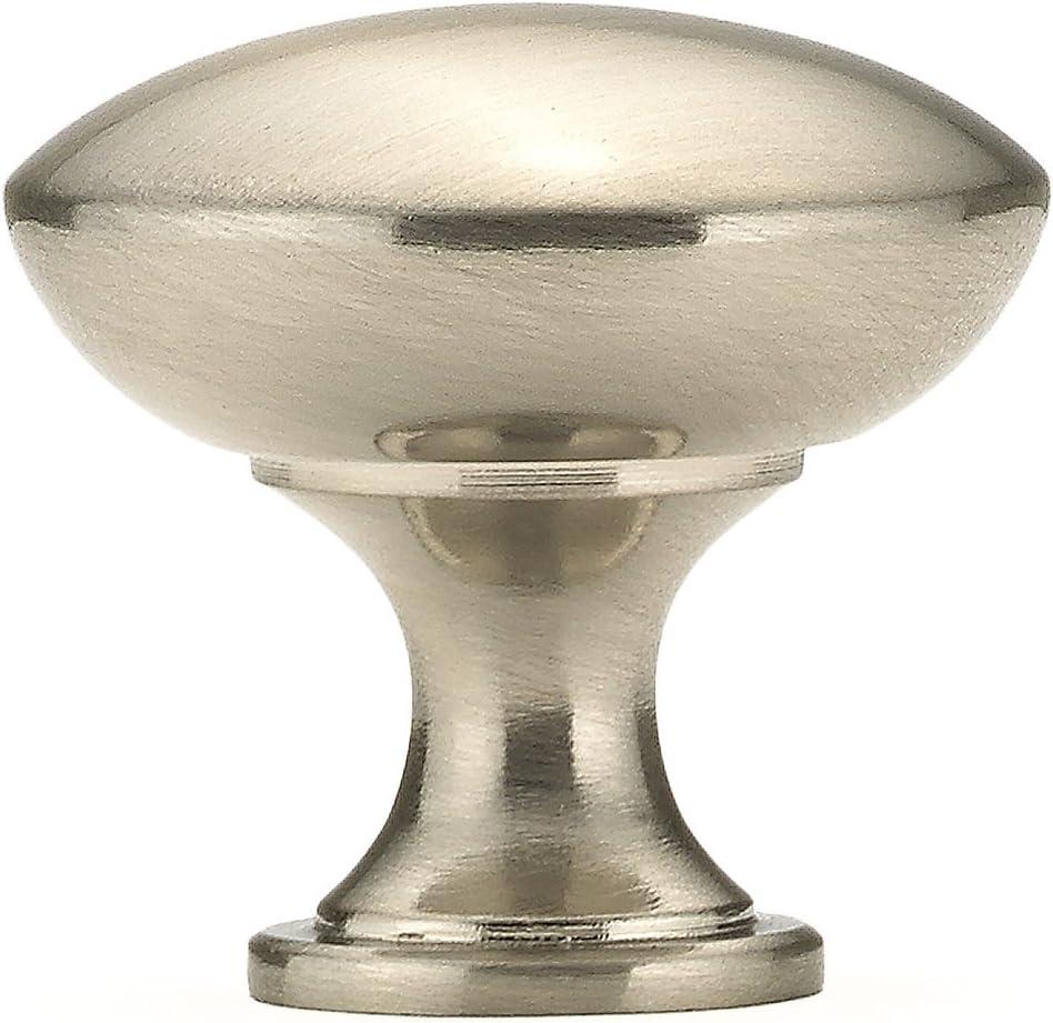 Brushed Nickel Round Cabinet Knob with Mounting Hardware