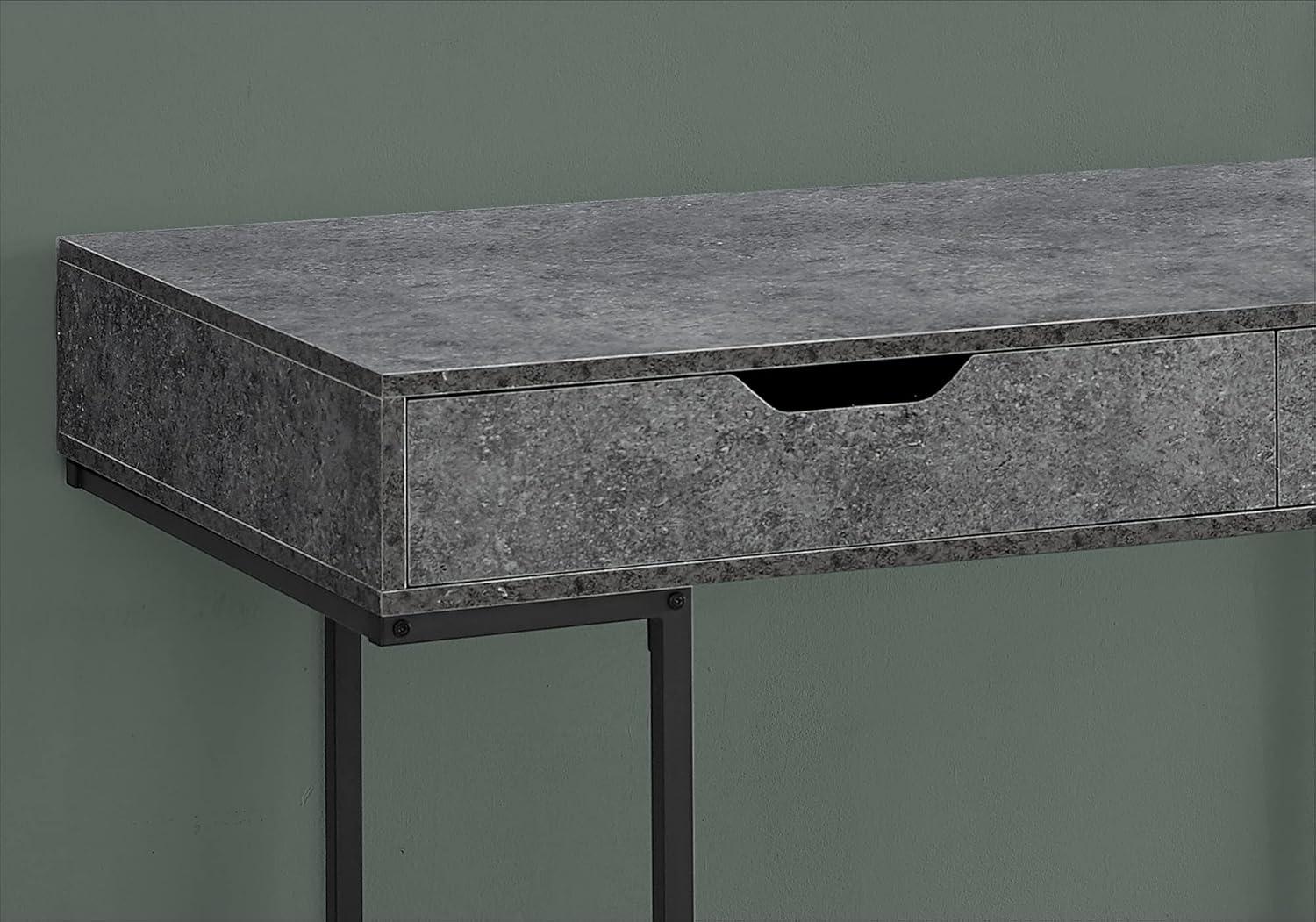 Monarch Specialties Computer Desk Home Office Laptop Storage Drawers 48InchL Work Metal Laminate Black Marble Look Contemporary Modern