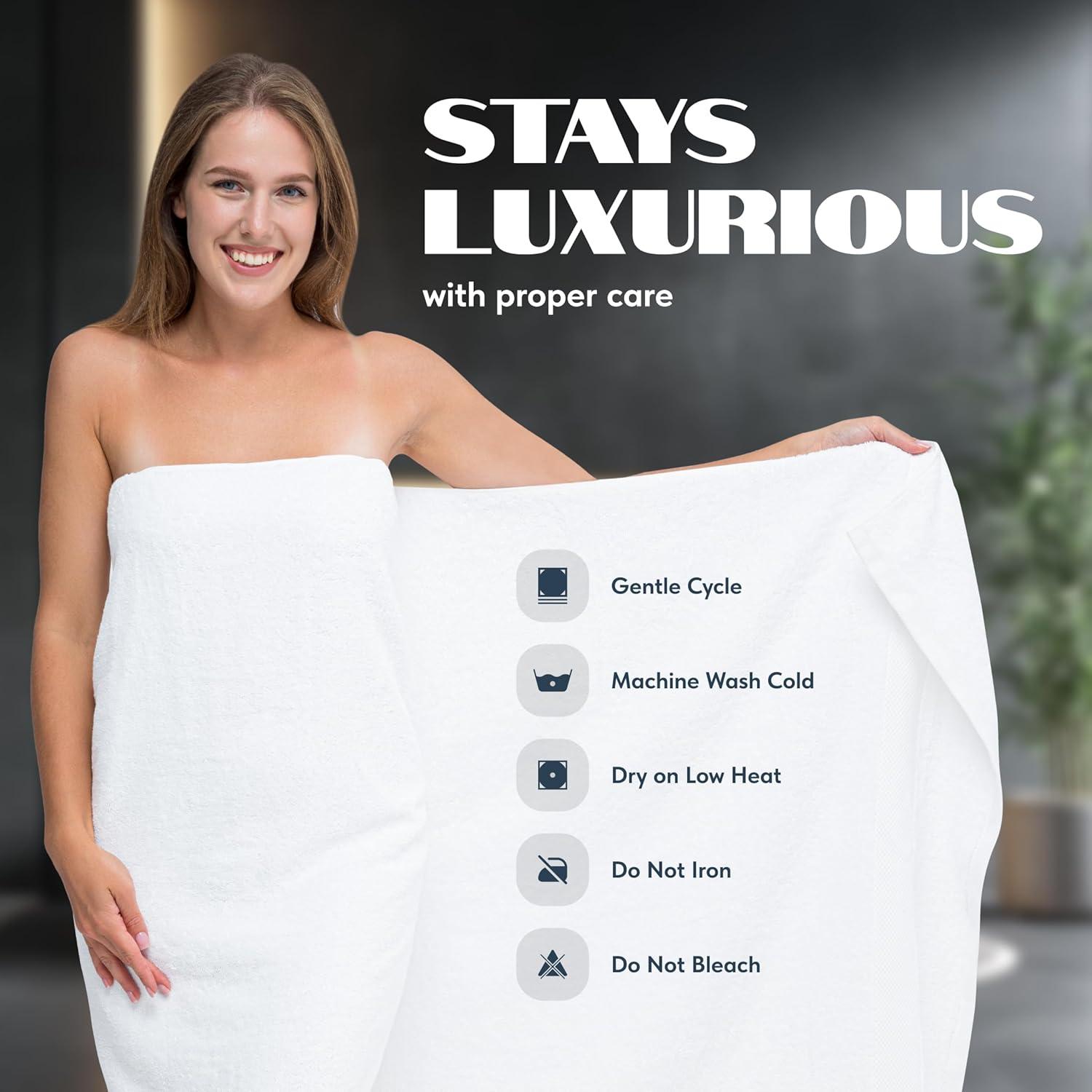 White Classic Luxury 100% Huge Cotton Bath Sheets Set of 2 - 35x70" Light-Grey