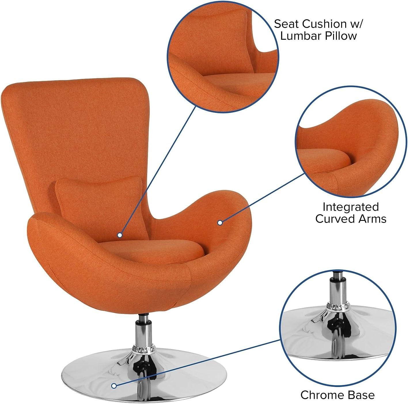 Flash Furniture Egg Series Orange Fabric Side Reception Chair