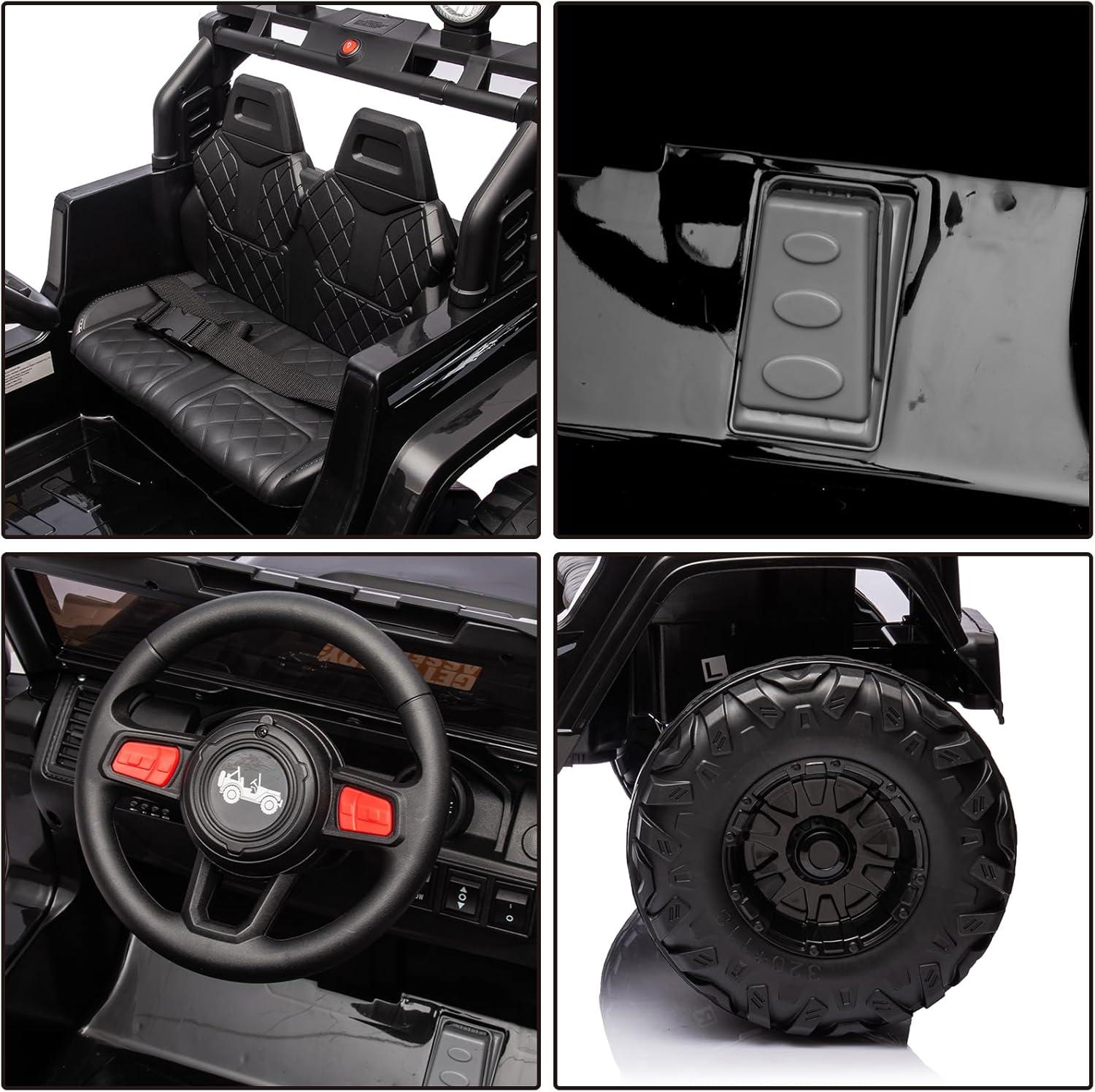 24V Black Electric Ride-On Truck with Remote Control