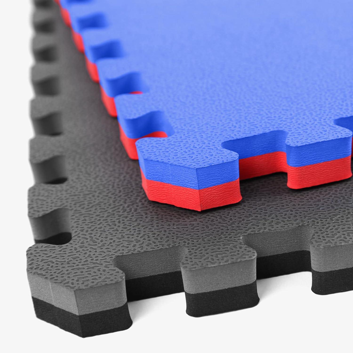 Flooringinc 1" Mma Interlocking Foam Tiles, 3'X3', Red/Blue, 4 Tile Pack