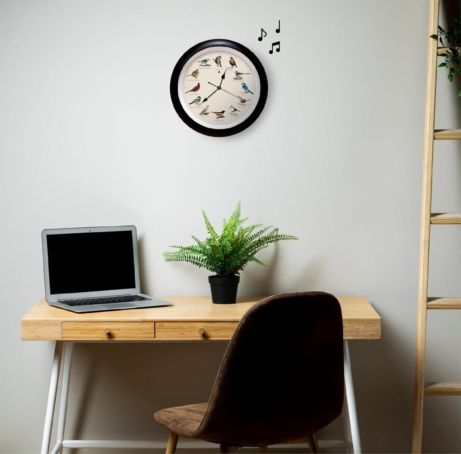 Mark Feldstein, The Original Singing Bird Wall Clock, 13 Inch, Black