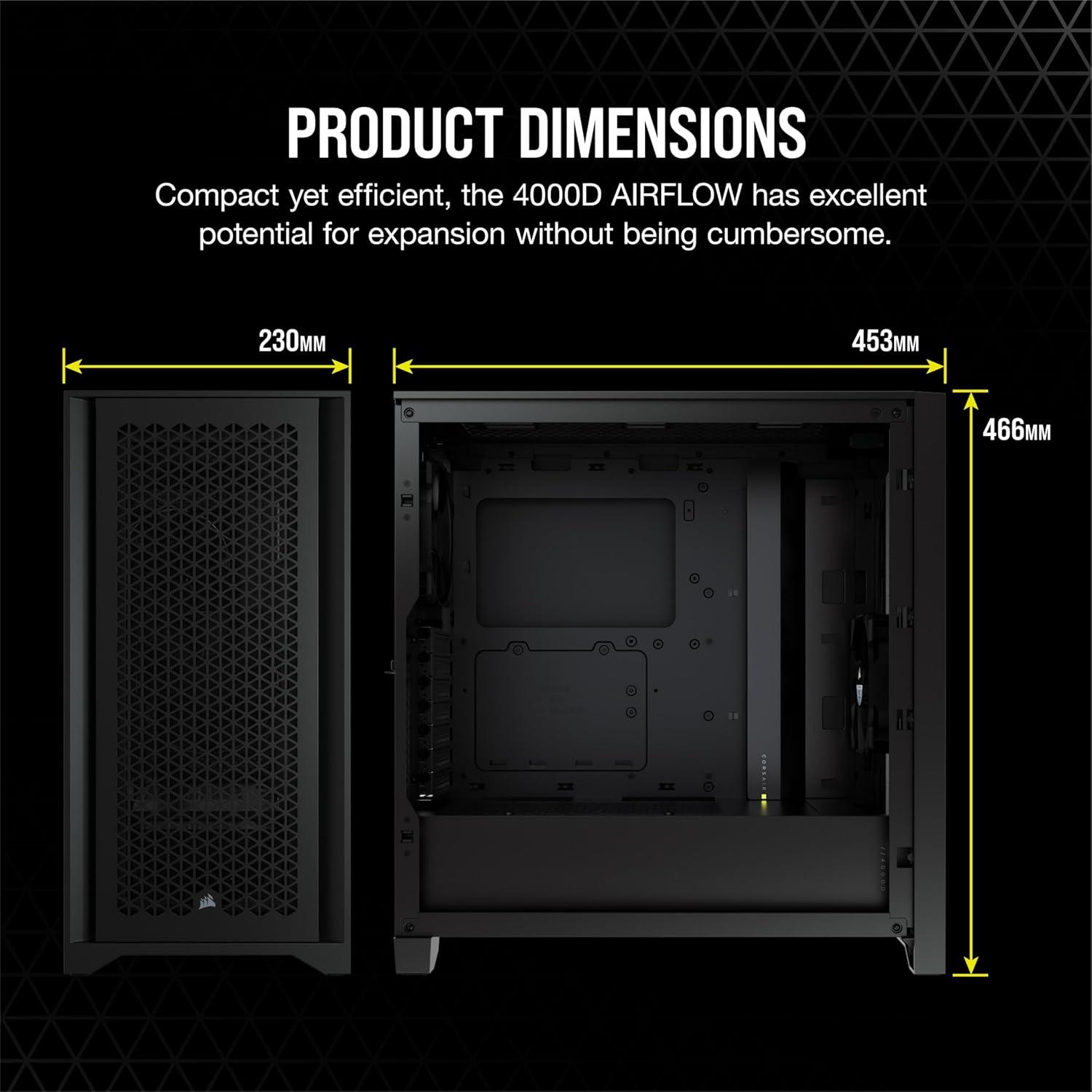 Black Tempered Glass Mid-Tower ATX Case with Steel Frame