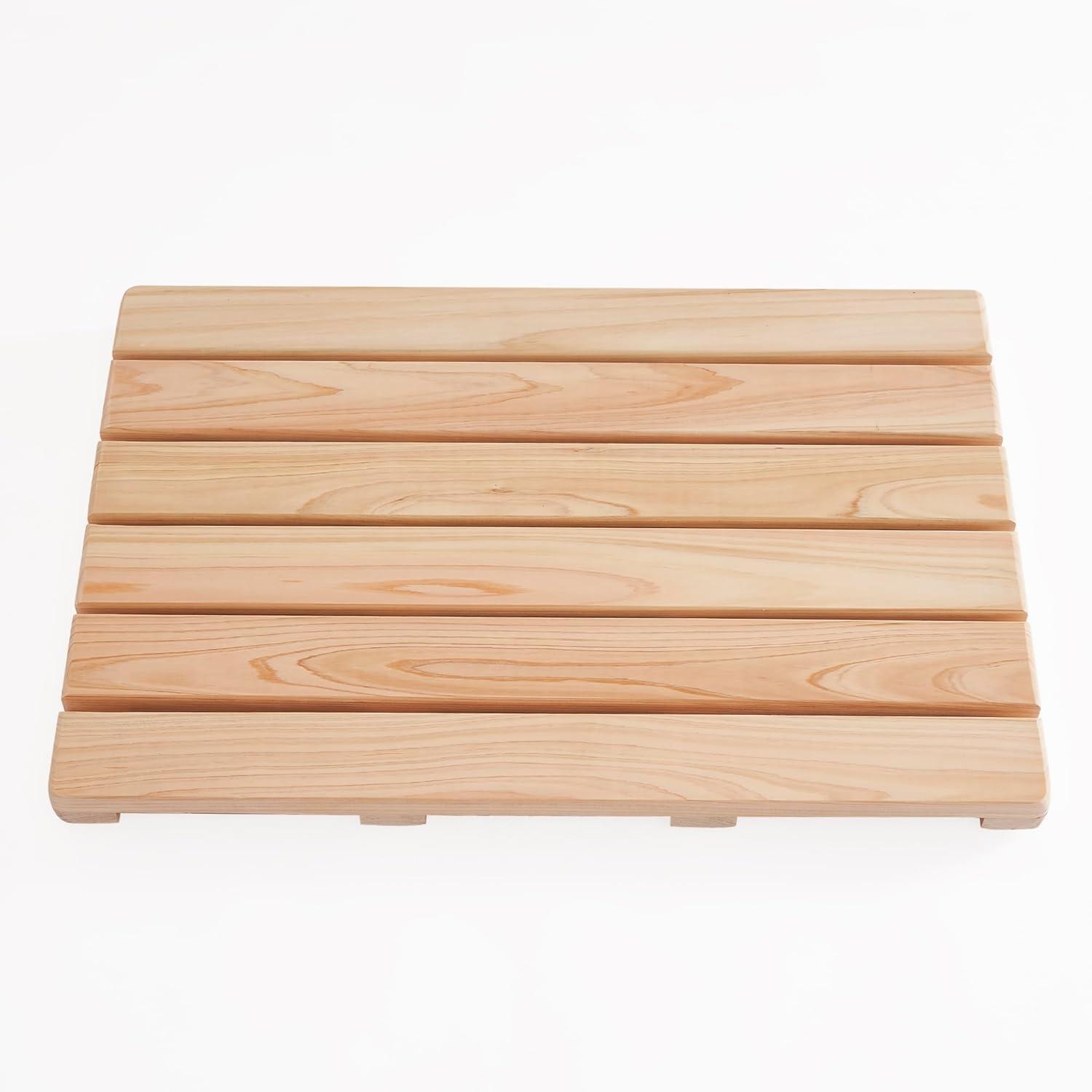 Natural Hinoki Wood Non-Slip Bath Mat 23.62 x 15.74 in