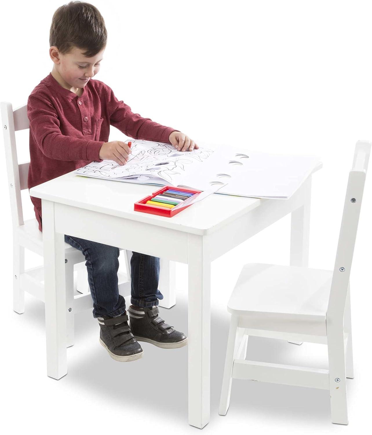 Melissa & Doug Wooden Table and Chairs Set - White