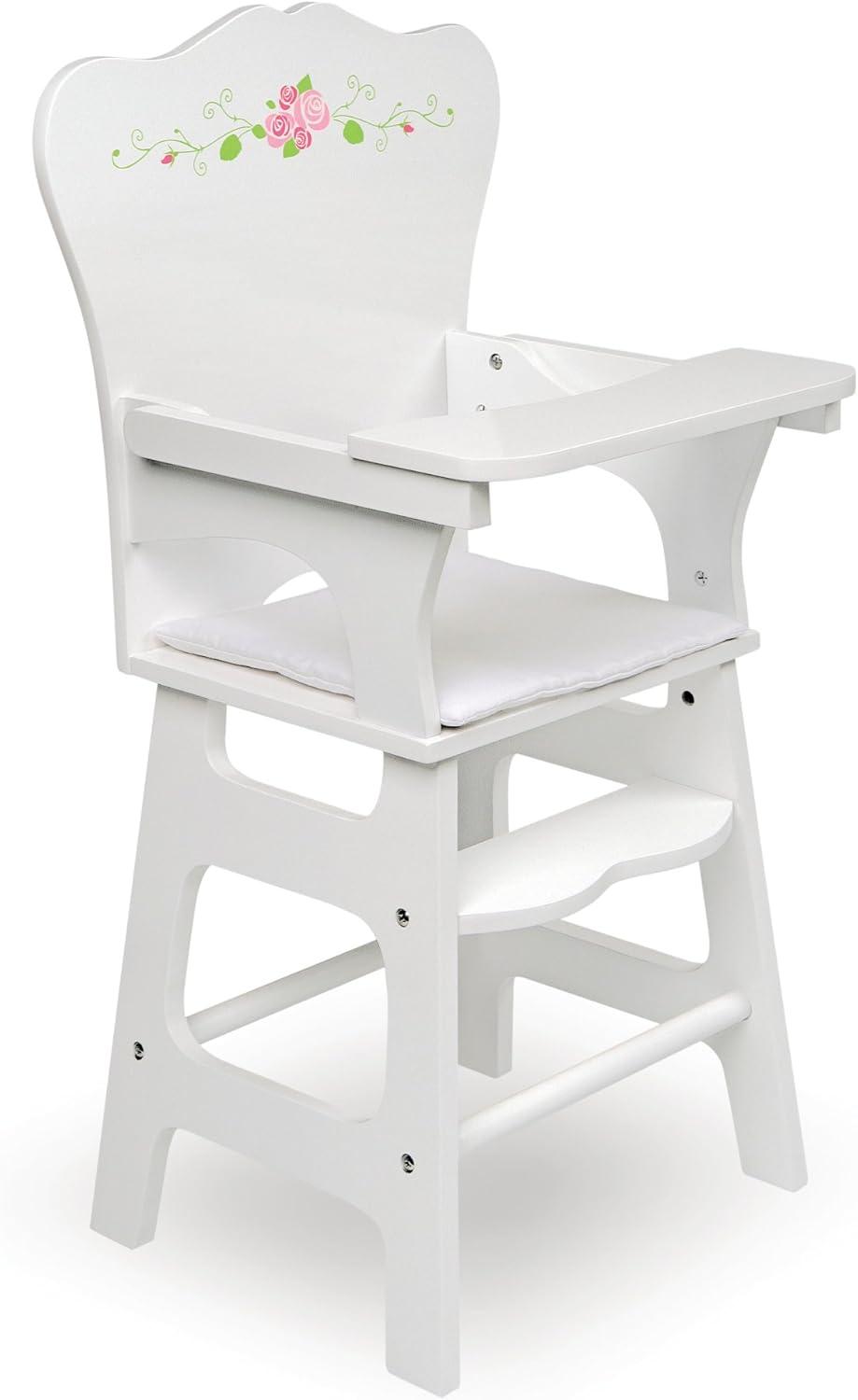 Badger Basket Doll High Chair with Padded Seat - White Rose