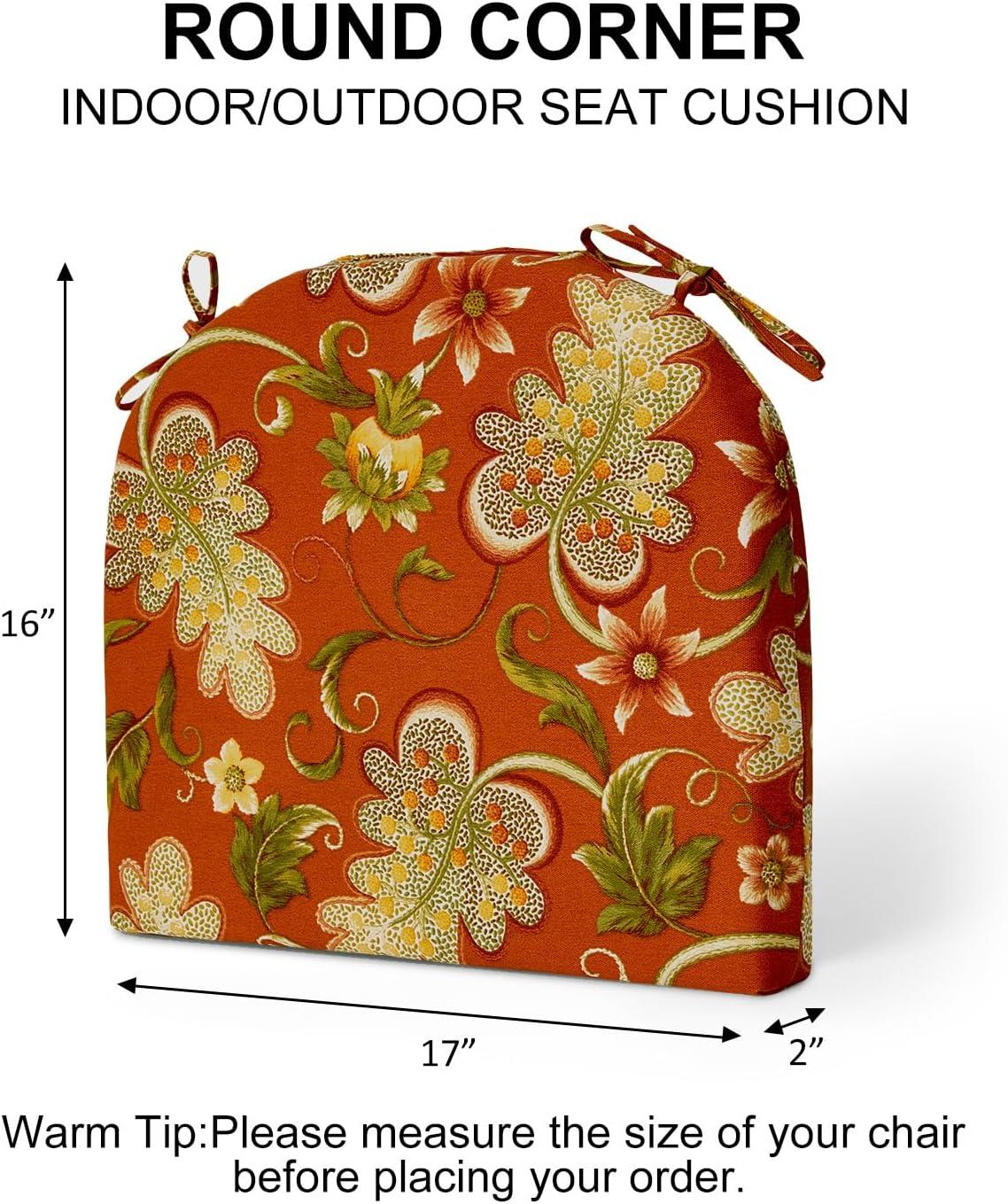 LOVTEX Outdoor Chair Cushions Set of 4, Waterproof Patio Chair Cushions with Ties, 17 x 16 x 2 inch, Floral