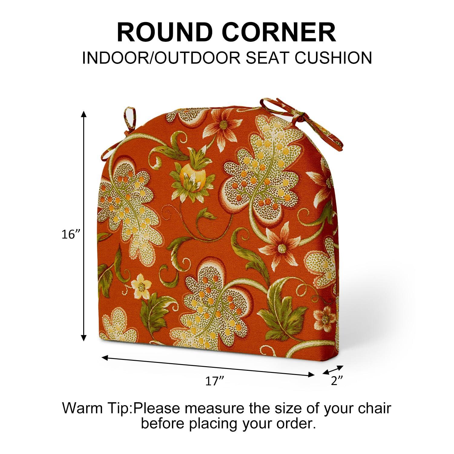 LOVTEX Outdoor Chair Cushions Set of 4, Waterproof Patio Chair Cushions with Ties, 17 x 16 x 2 inch, Floral