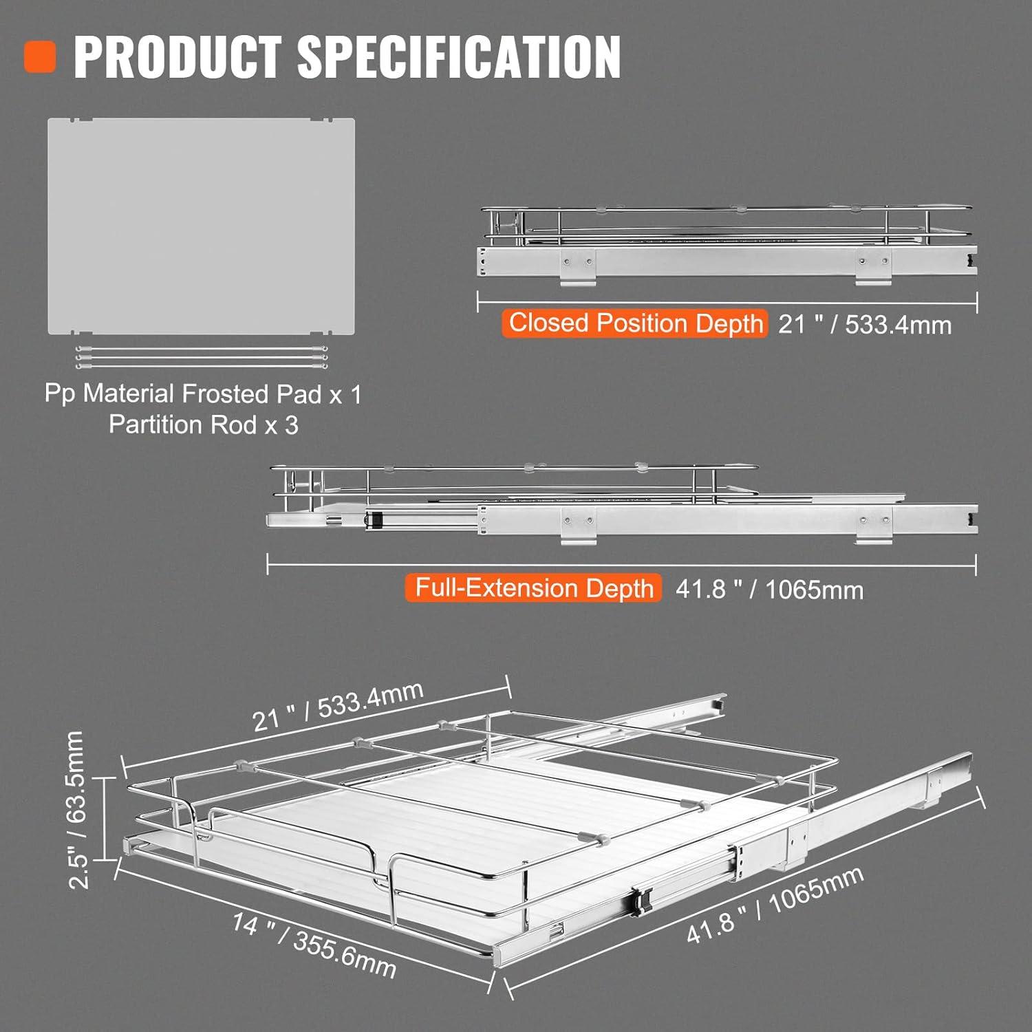 Chrome-Plated Steel Pull Out Cabinet Organizer Shelf