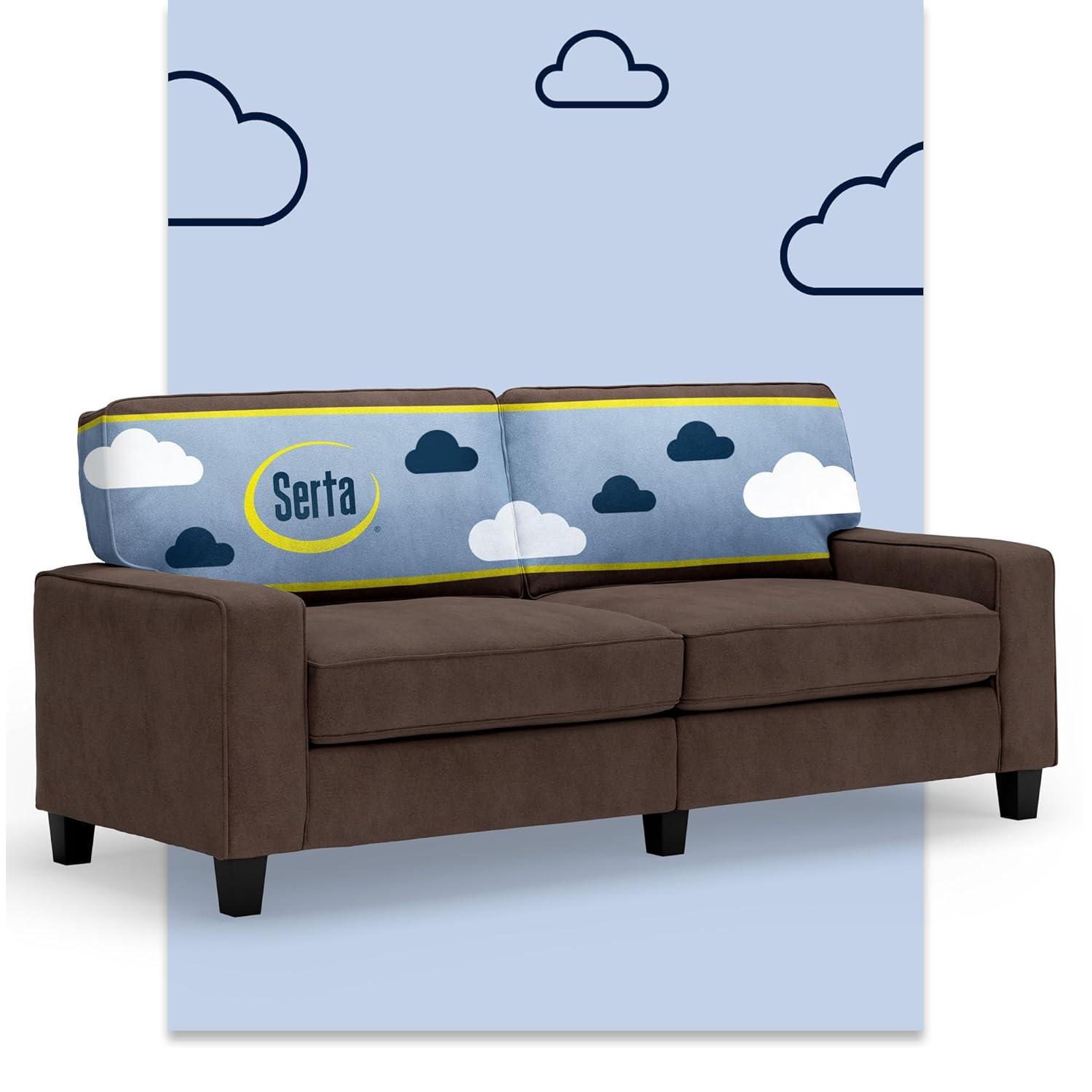 Serta Palisades 78" Track Arm Sofa, Easy Care Fabric, Soft Pillow Back, Pocket Coil Seat Cushions