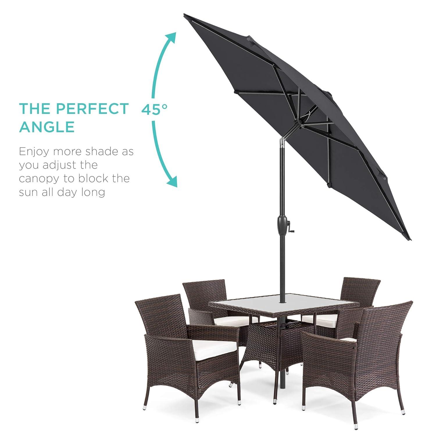 Best Choice Products 7.5ft Heavy-Duty Outdoor Market Patio Umbrella w/ Push Button Tilt, Easy Crank, Gray