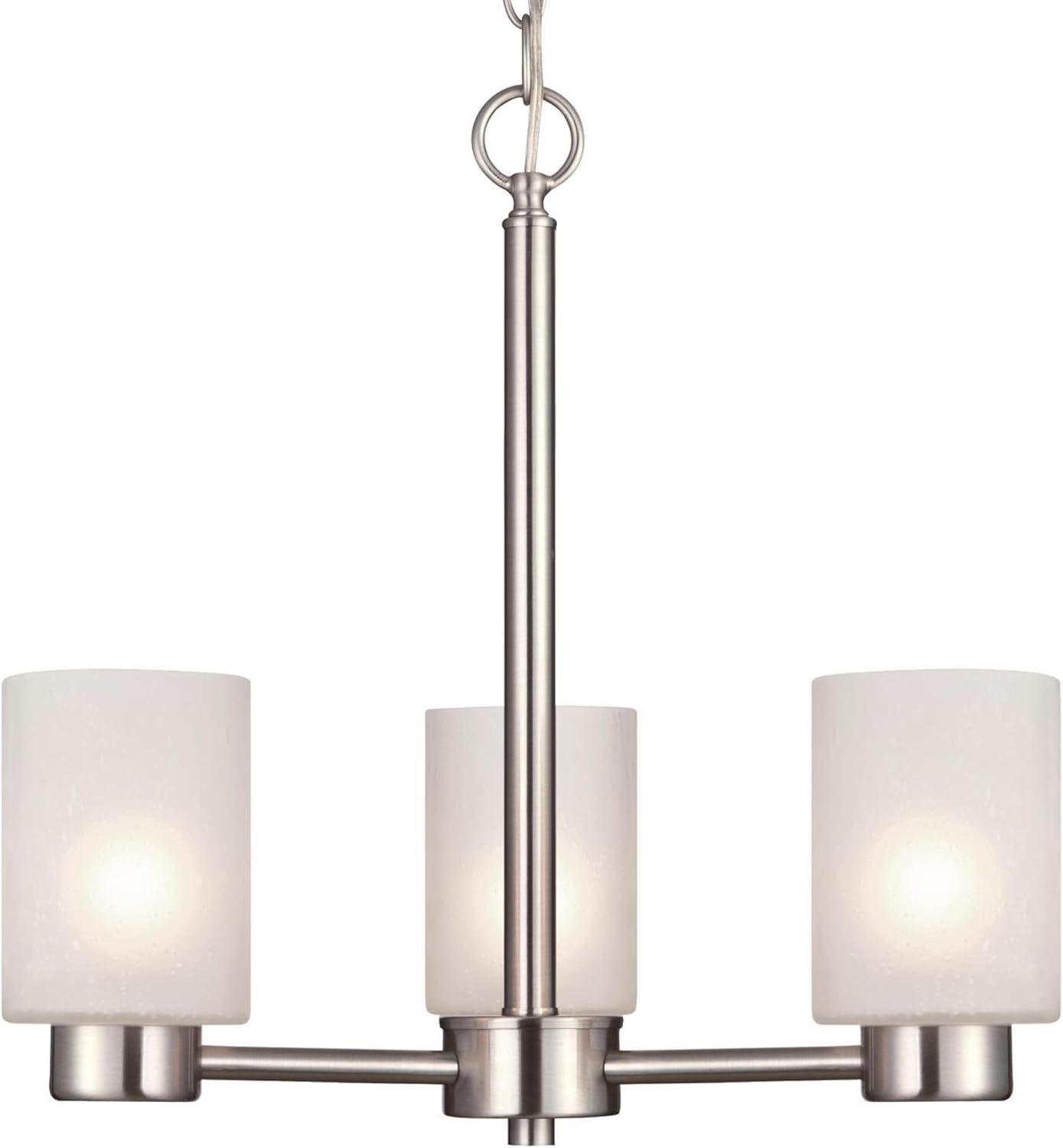 Westinghouse Westinghouse Lighting 6227500 Sylvestre Three-Light Interior Chandelier, Brushed Nickel Finish with Frosted Seeded Glass