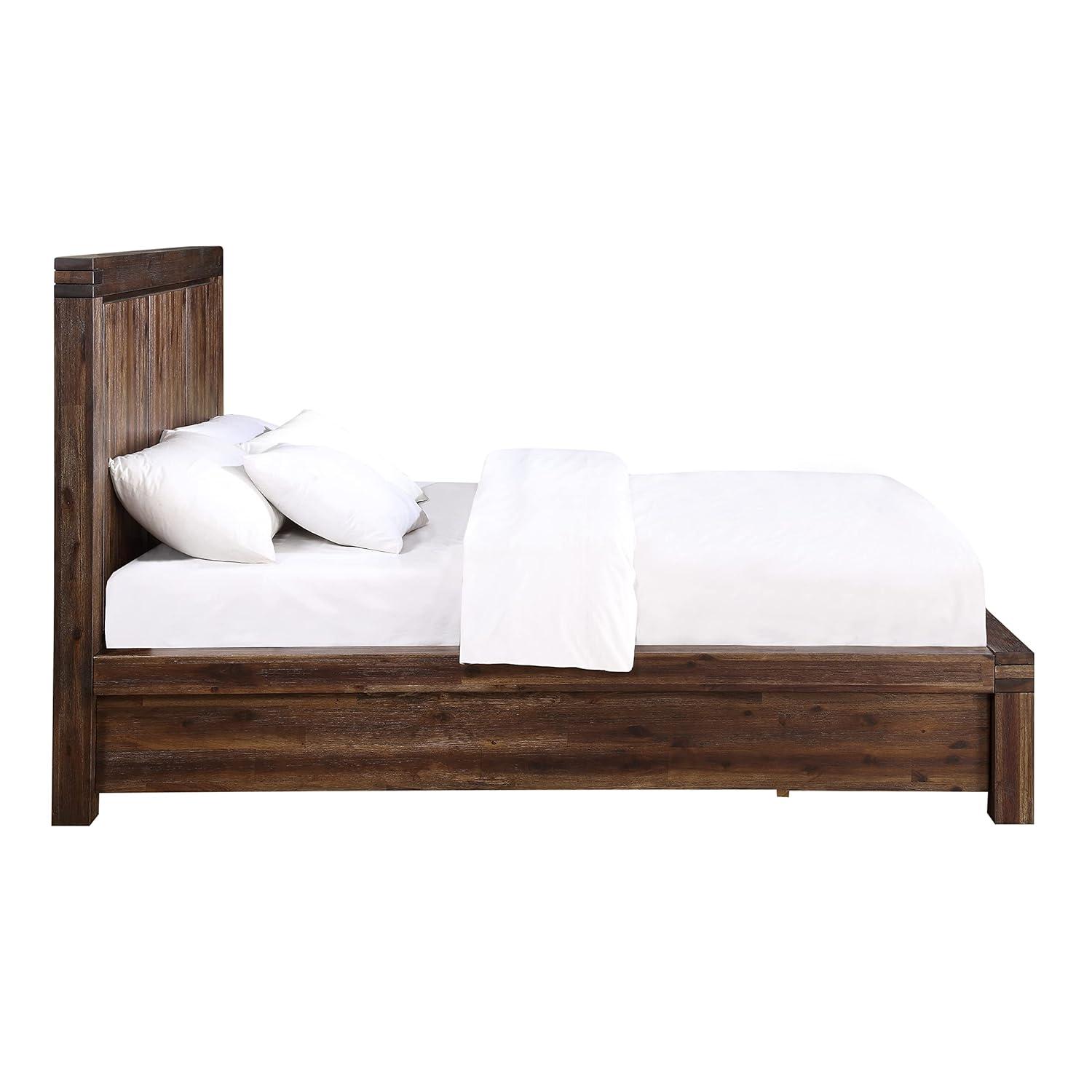Modus Furniture Solid Wood Footboard-Storage Bed, California King, Meadow - Brick Brown