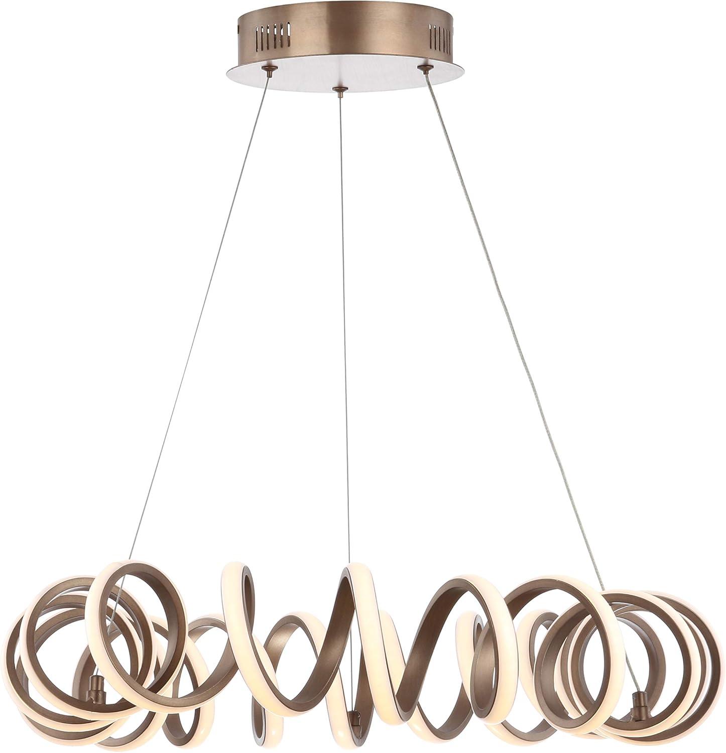 Cursive Bronze Adjustable Spiral LED Chandelier