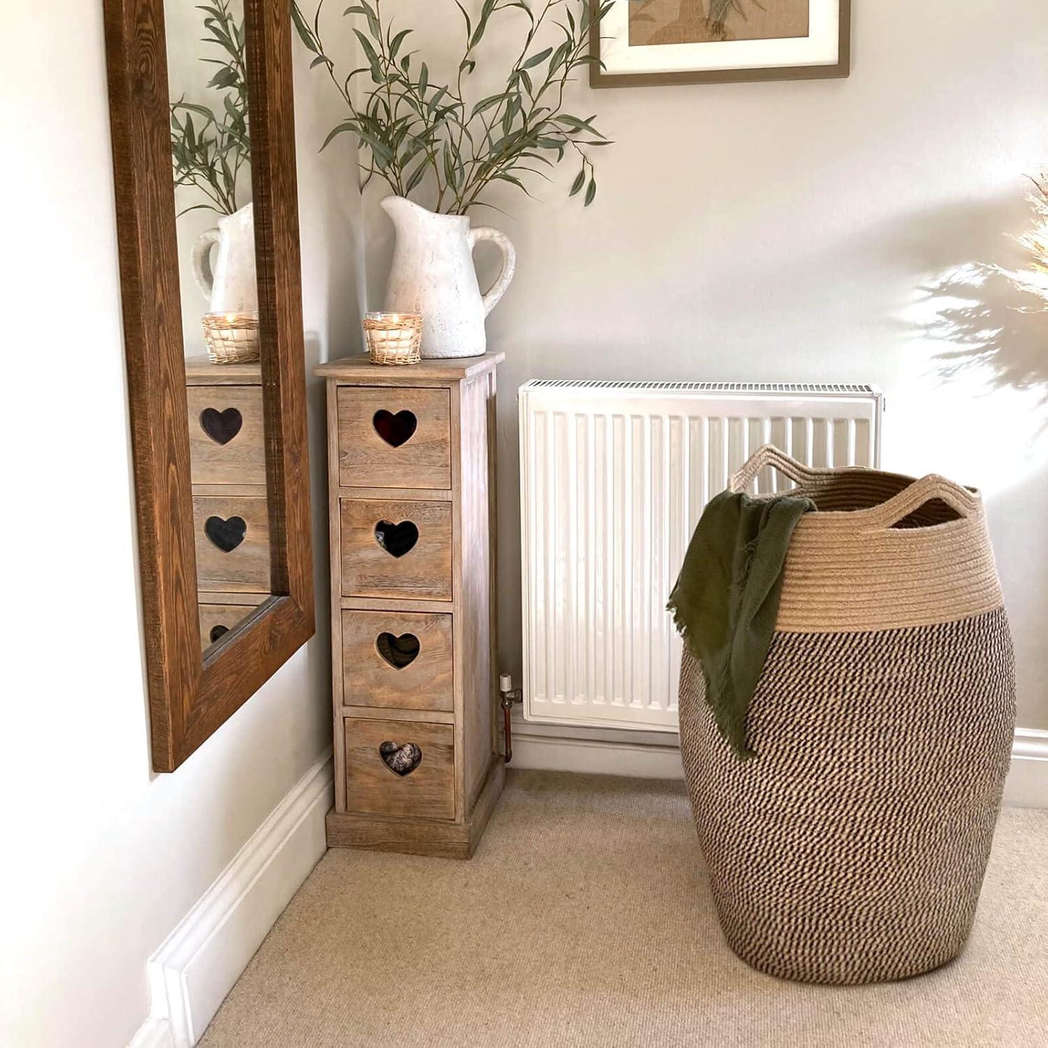 Tall Laundry Hamper | Woven Jute Rope Dirty Clothes Hamper Modern Hamper Basket Large for Laundry Room, 25.6" Height