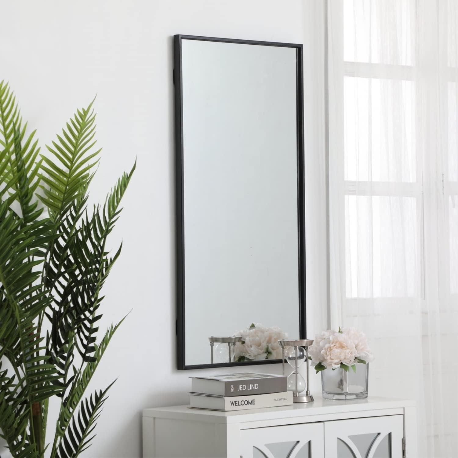 Elegant Lighting Metal frame rectangle mirror 18 inch in Black