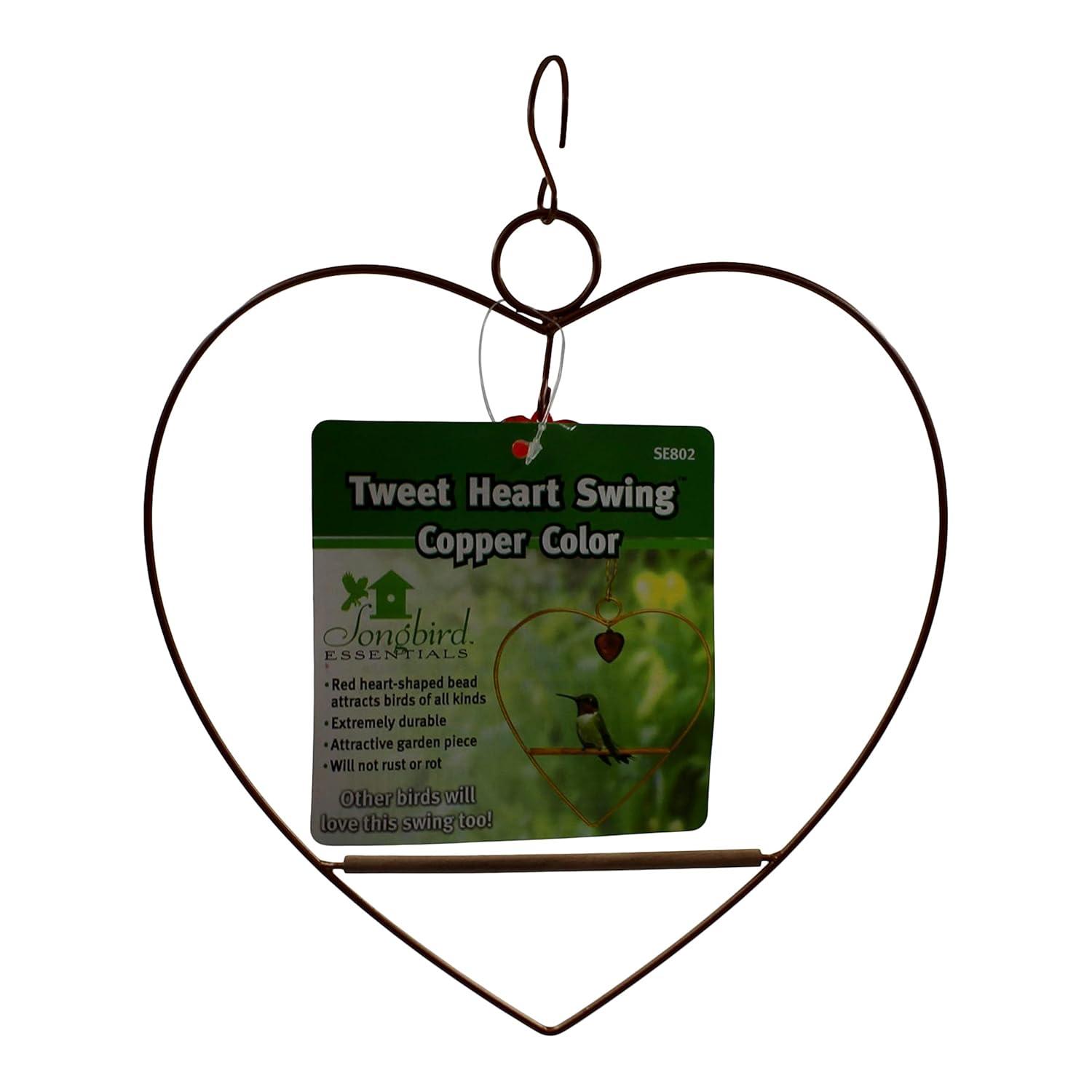Songbird Essentials Hummingbird Swing for Hummingbird Feeder Copper Heart Metal