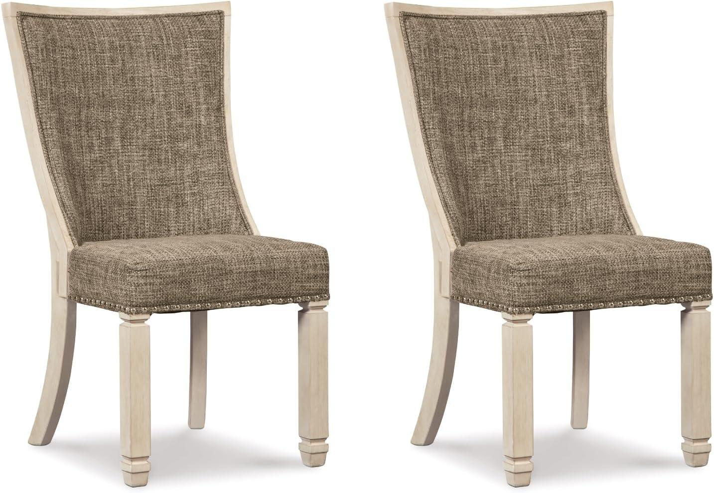 Signature Design by Ashley Bolanburg Modern Farmhouse Upholstered Dining Chair, Set of 2, Brown