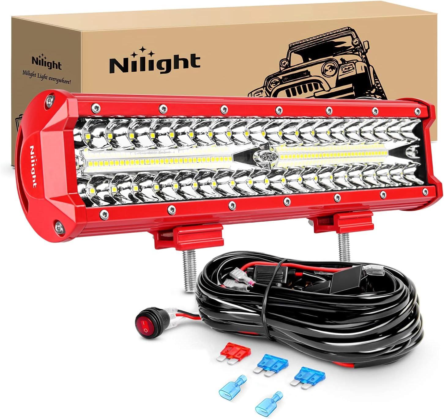 Nilight LED Light Bar 20Inch Triple Row Spot Flood Combo Lights with Wiring Harness Kit for Fog Light Driving Light Work Light on Off-Road Truck SUV ATV UTV, 2 Years Warranty