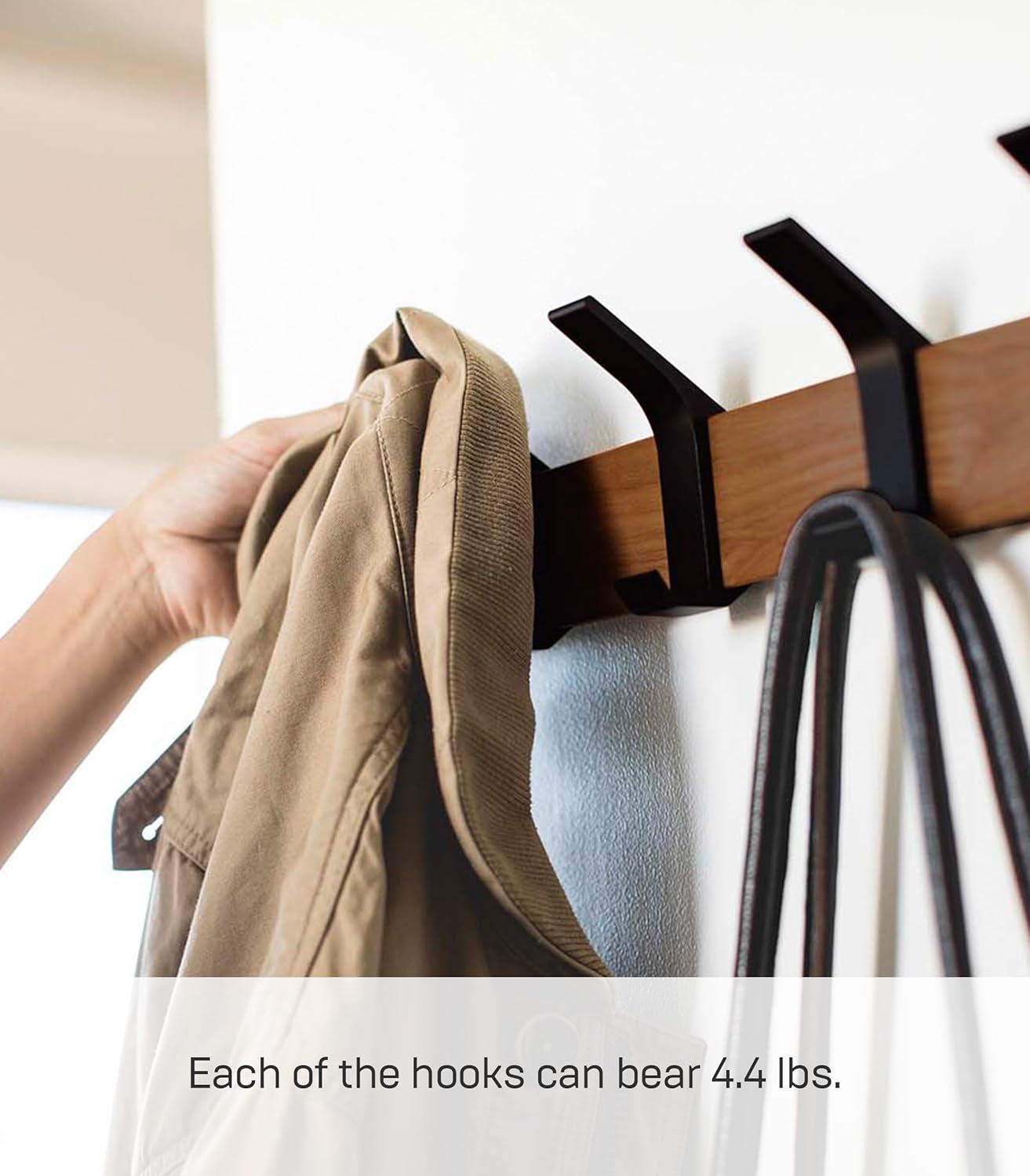 Yamazaki Home Wall-Mounted Coat Hanger, Steel + Wood