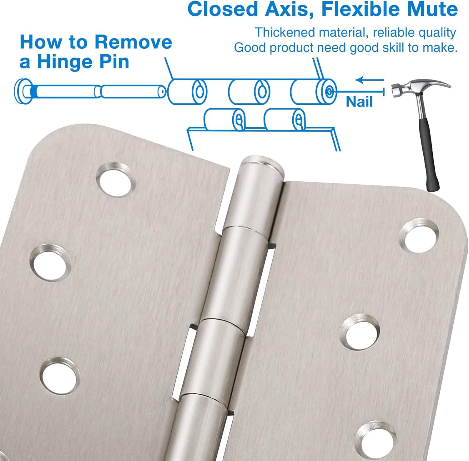 18-Pack Satin Nickel 4" x 4" Rounded Door Hinges