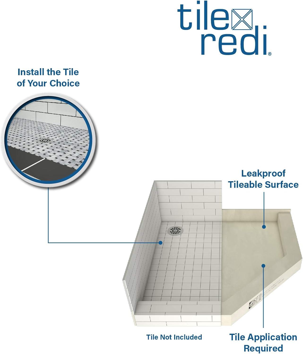 Tile Redi P36neo-Pvc Redi Neo 36" X 36" Neo-Angle Shower Base - Chrome