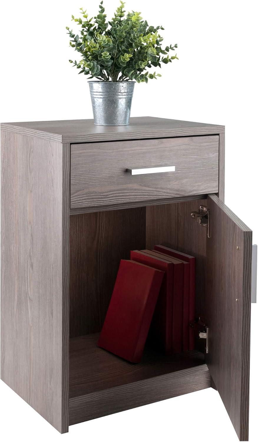 Ash Gray Transitional 1-Drawer Composite Wood Accent Table