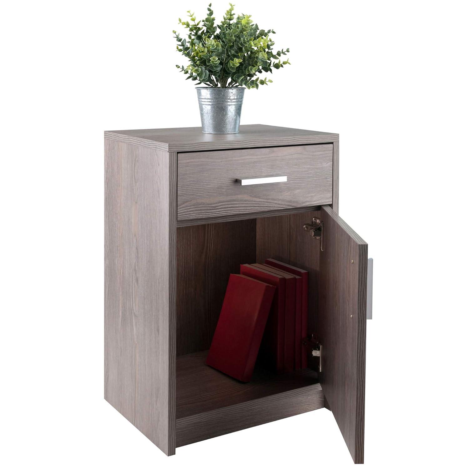 Ash Gray Transitional 1-Drawer Composite Wood Accent Table