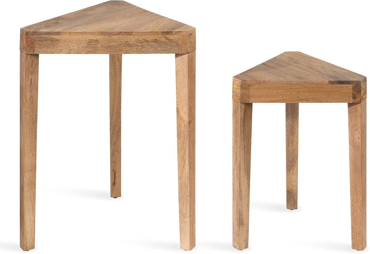 Kate and Laurel Talcott Triangle Wood Nesting Table, 2 Piece, White