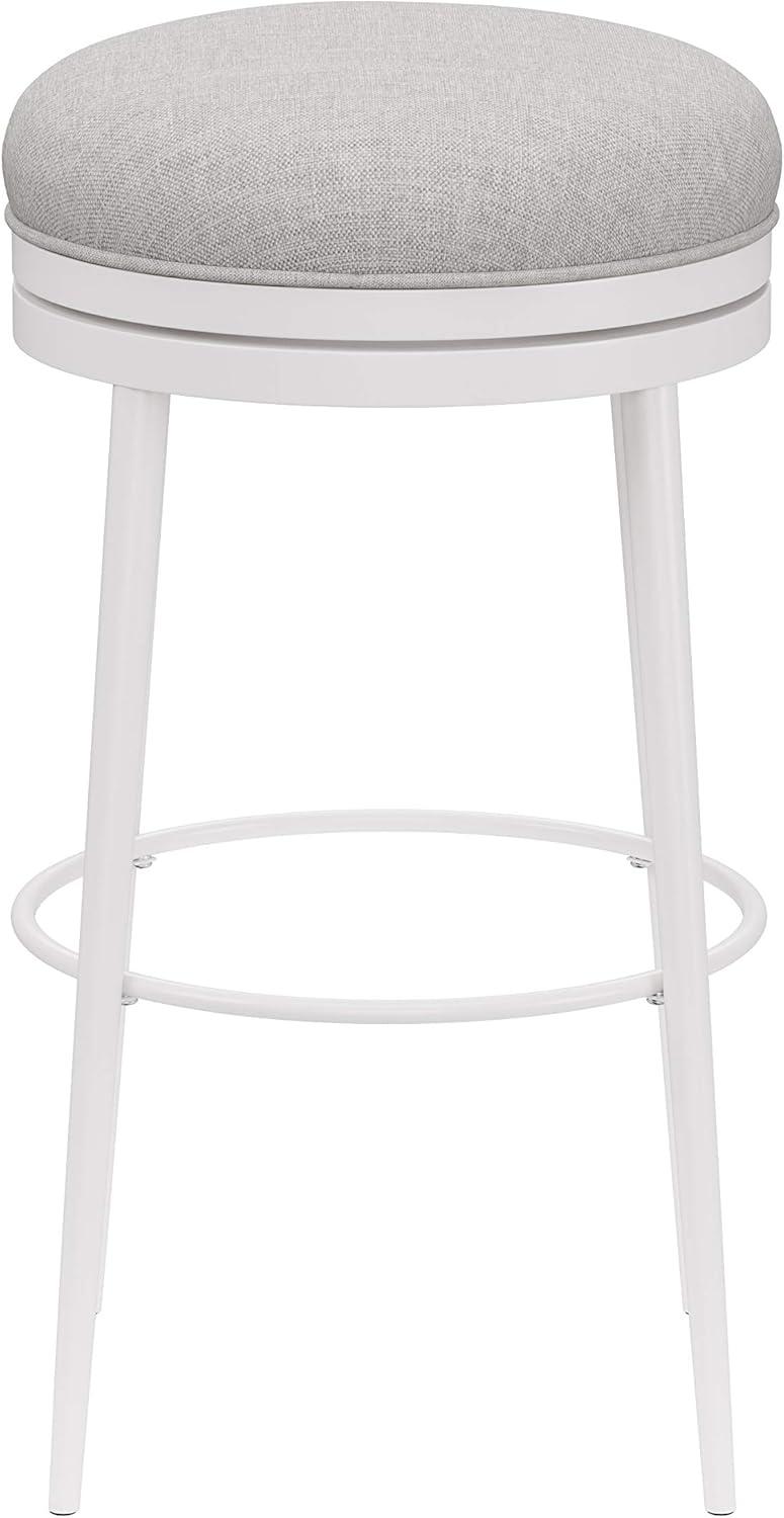 Aubrie Backless 26" Swivel Counter Height Barstool Off White/Silver - Hillsdale Furniture: Round Upholstered Metal Frame