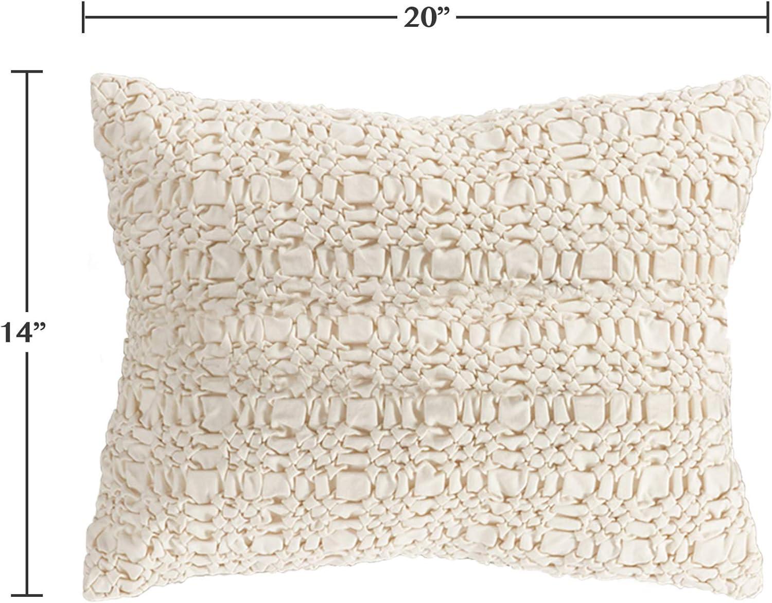 Brisbane Smocked Design Throw Pillow Natural - Saro Lifestyle