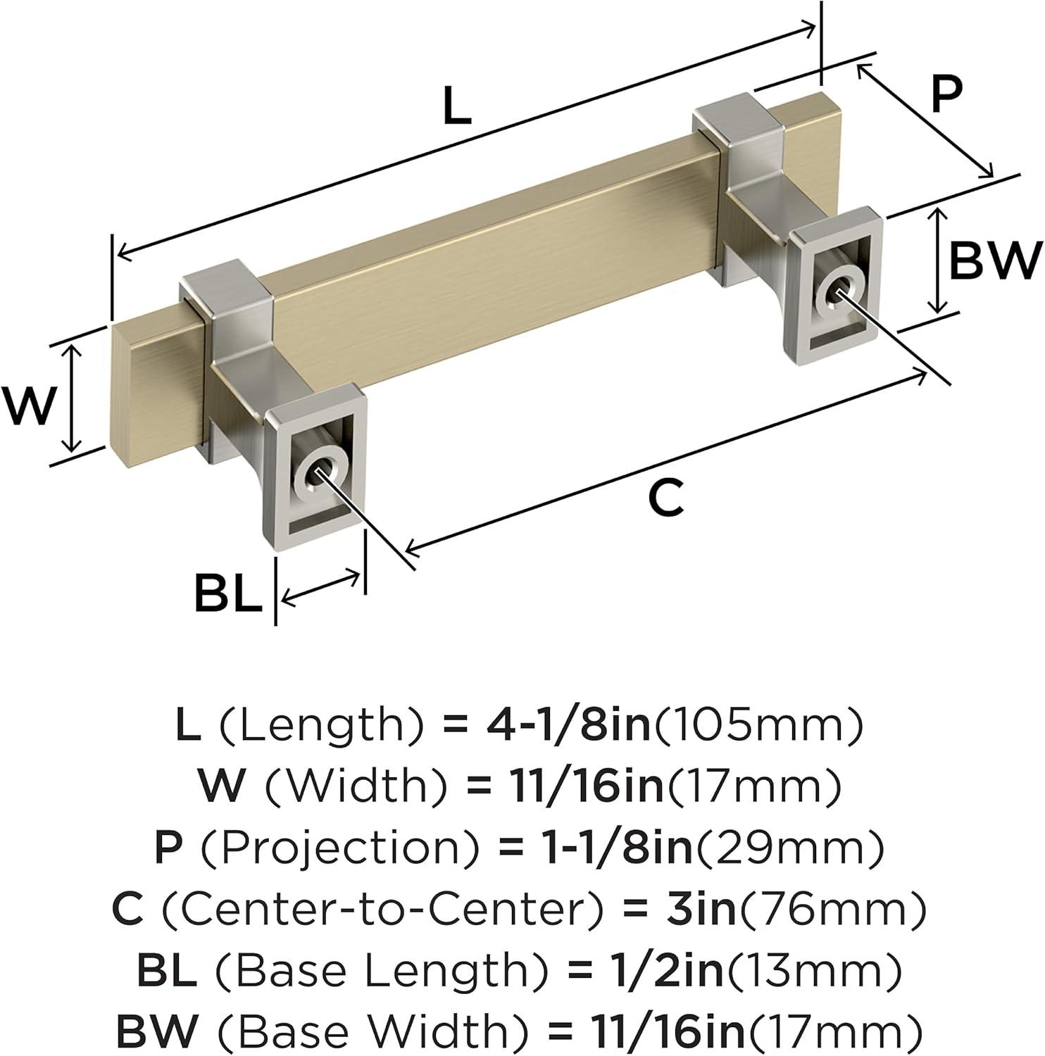 Golden Champagne and Satin Nickel Modern Bar Pull with Mounting Hardware