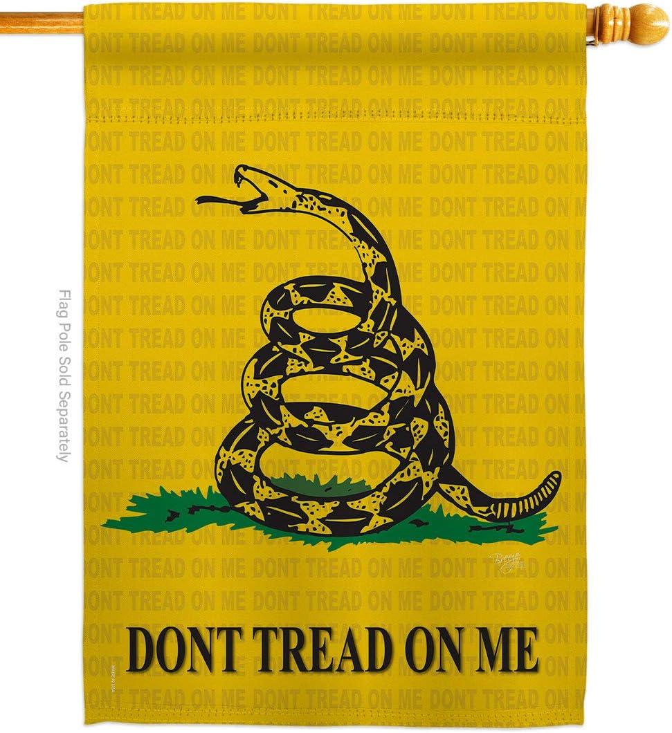 28 x 40 in. Gadsden American USA Historic Vertical House Flag with Double-Sided Decorative Banner Garden Yard Gift