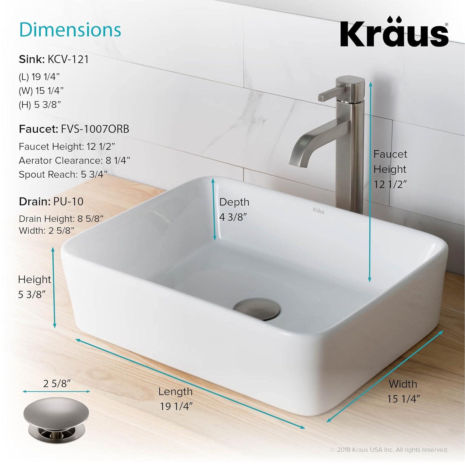 Ceramic Ceramic Rectangular Vessel Bathroom Sink