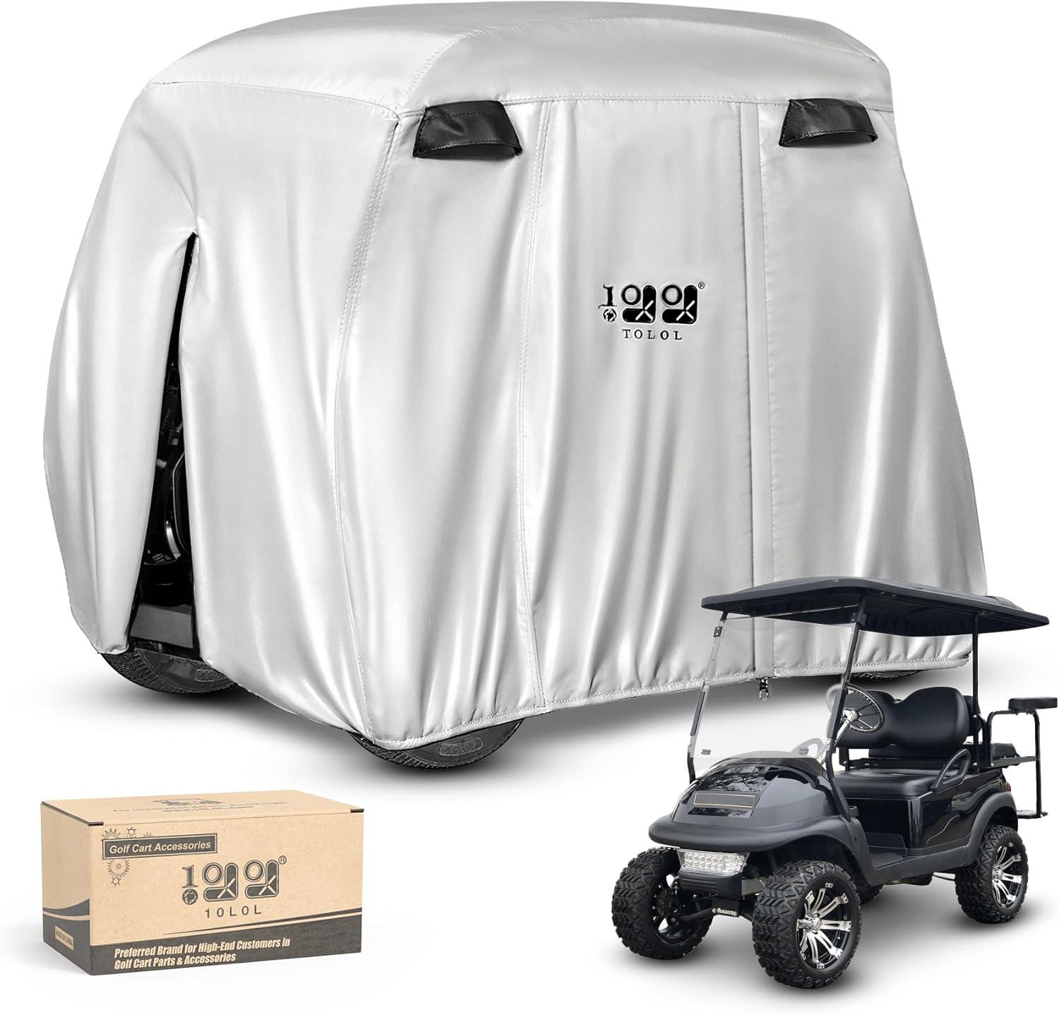 10L0L Golf Cart Cover 4 Passenger for Yamaha EZGO Club Car, 420D Waterproof Sunproof Dustproof Enclosure Cover, Black