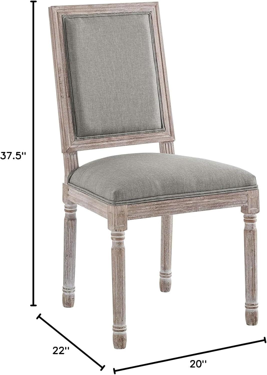 Modway Court 20" Vintage French Fabric Dining Side Chair in Light Gray