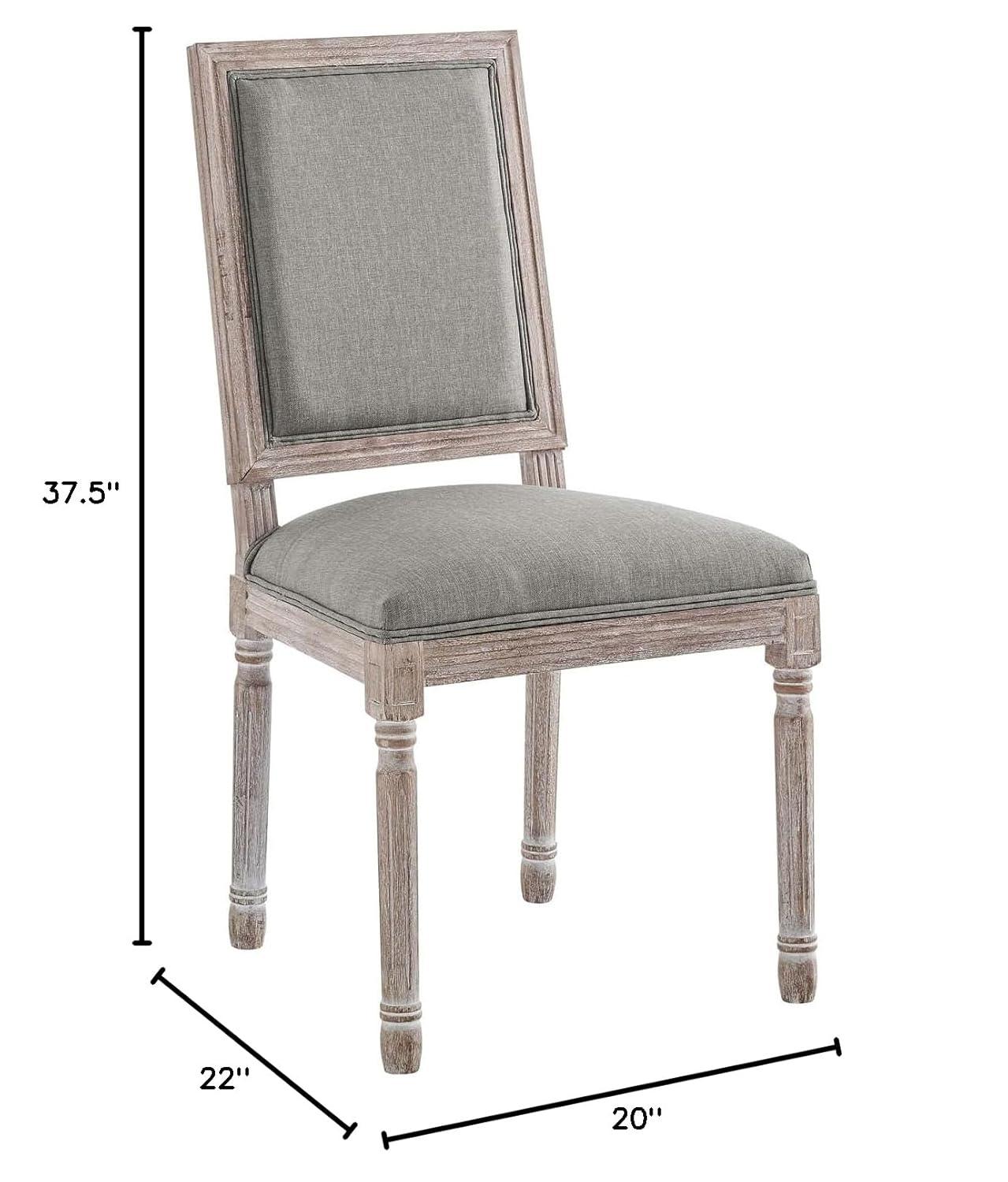 Modway Court 20" Vintage French Fabric Dining Side Chair in Light Gray