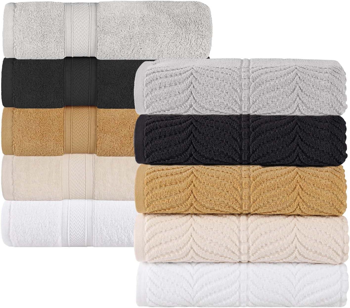 Superior Chevron Zero Twist Cotton 8-Piece Towel Set, Gold