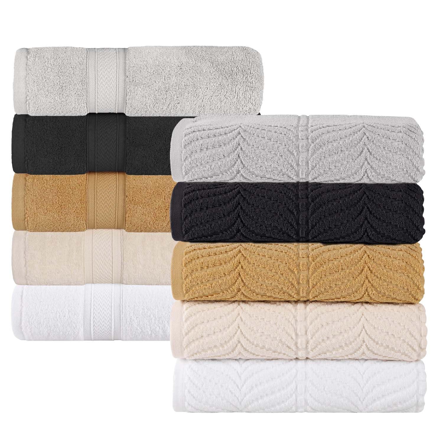 Superior Chevron Zero Twist Cotton 8-Piece Towel Set, Gold